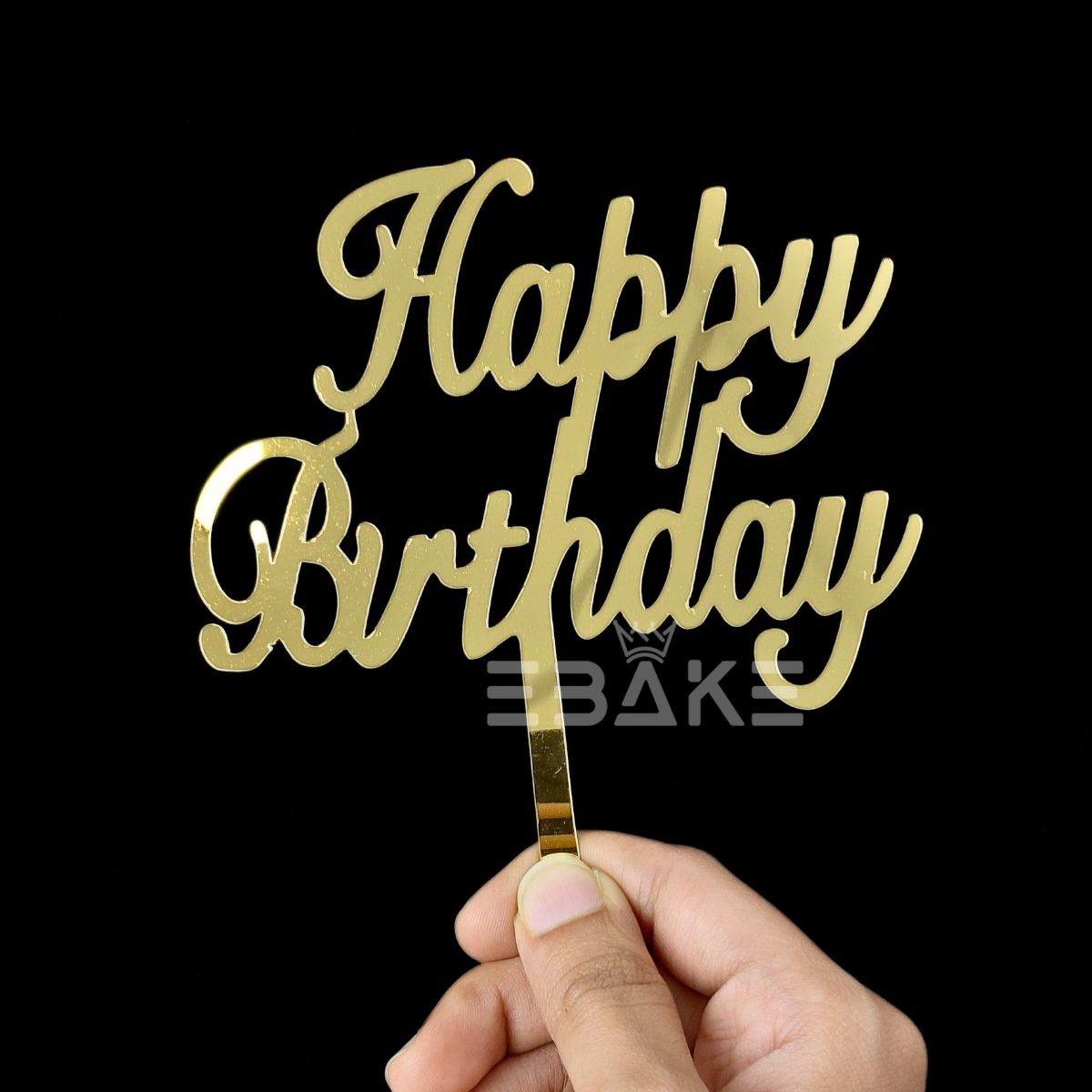 Happy Birthday Cake Topper Golden