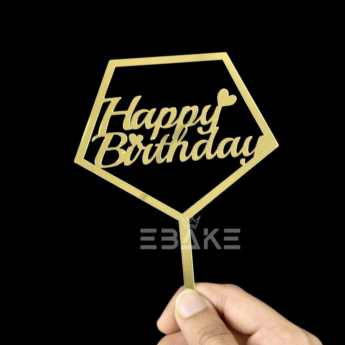 Happy Birthday Cake Topper Golden