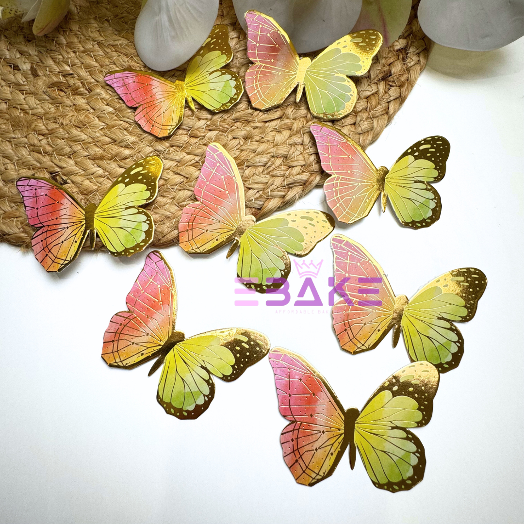New Paper Butterflies - Yellow & Orange Ombre (Set of 8 Pieces)