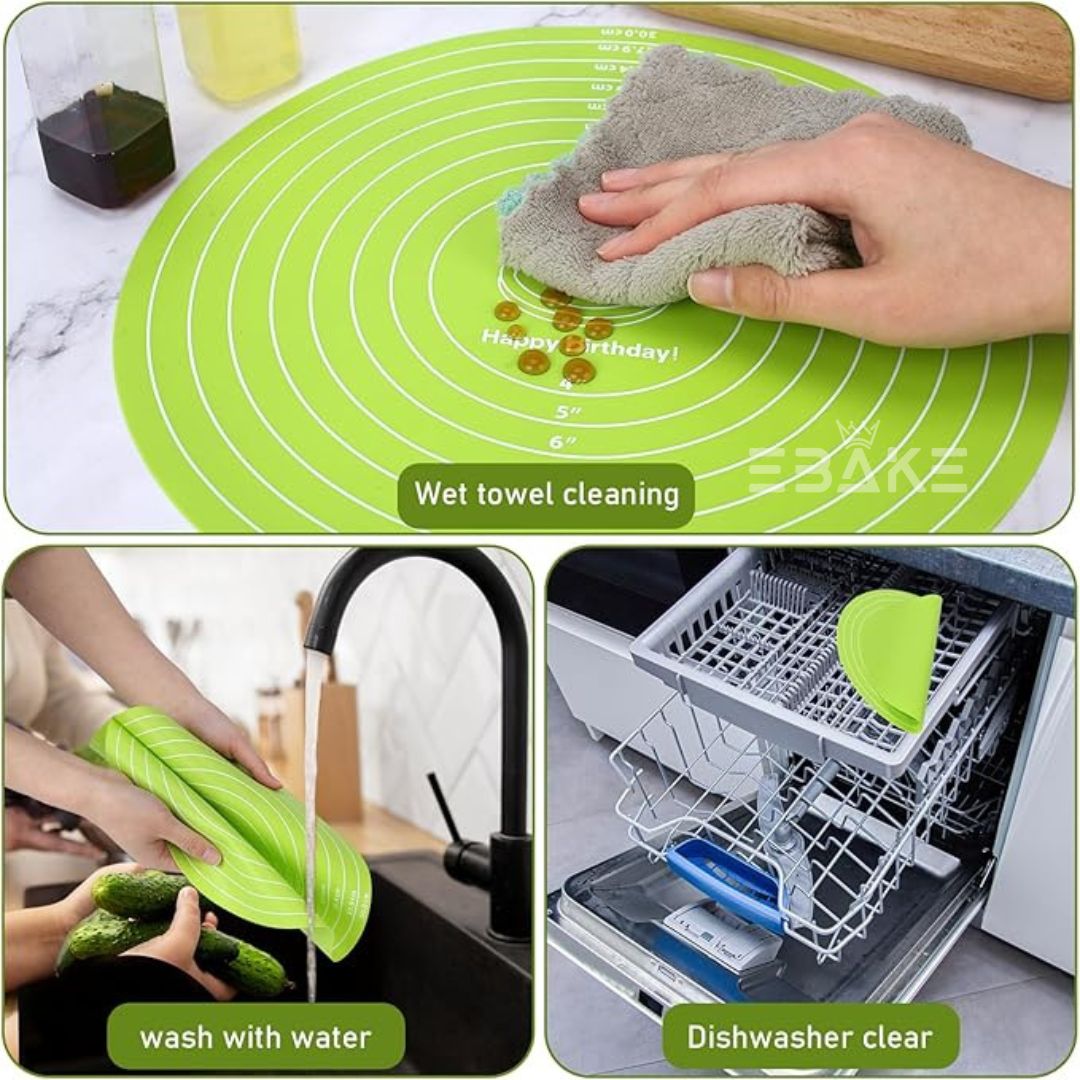 Green Silicone Turn Table Non - Slip Mat / Baking Mat for Kneading & Fondant Rolling