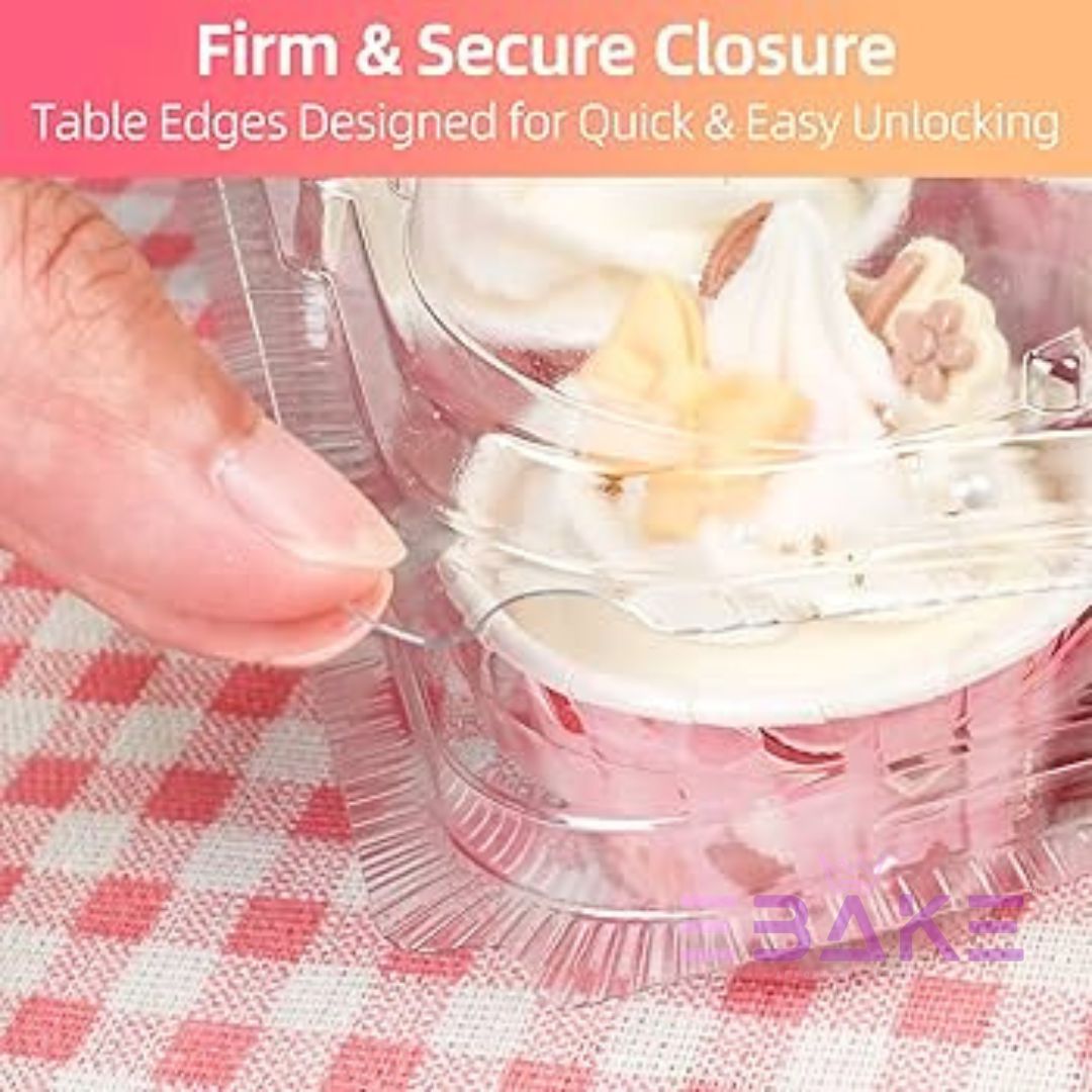 4 Cavity Plastic Cupcake Box With Handle / Clear Portable Cupcake Holder (Set of 5 Pieces)