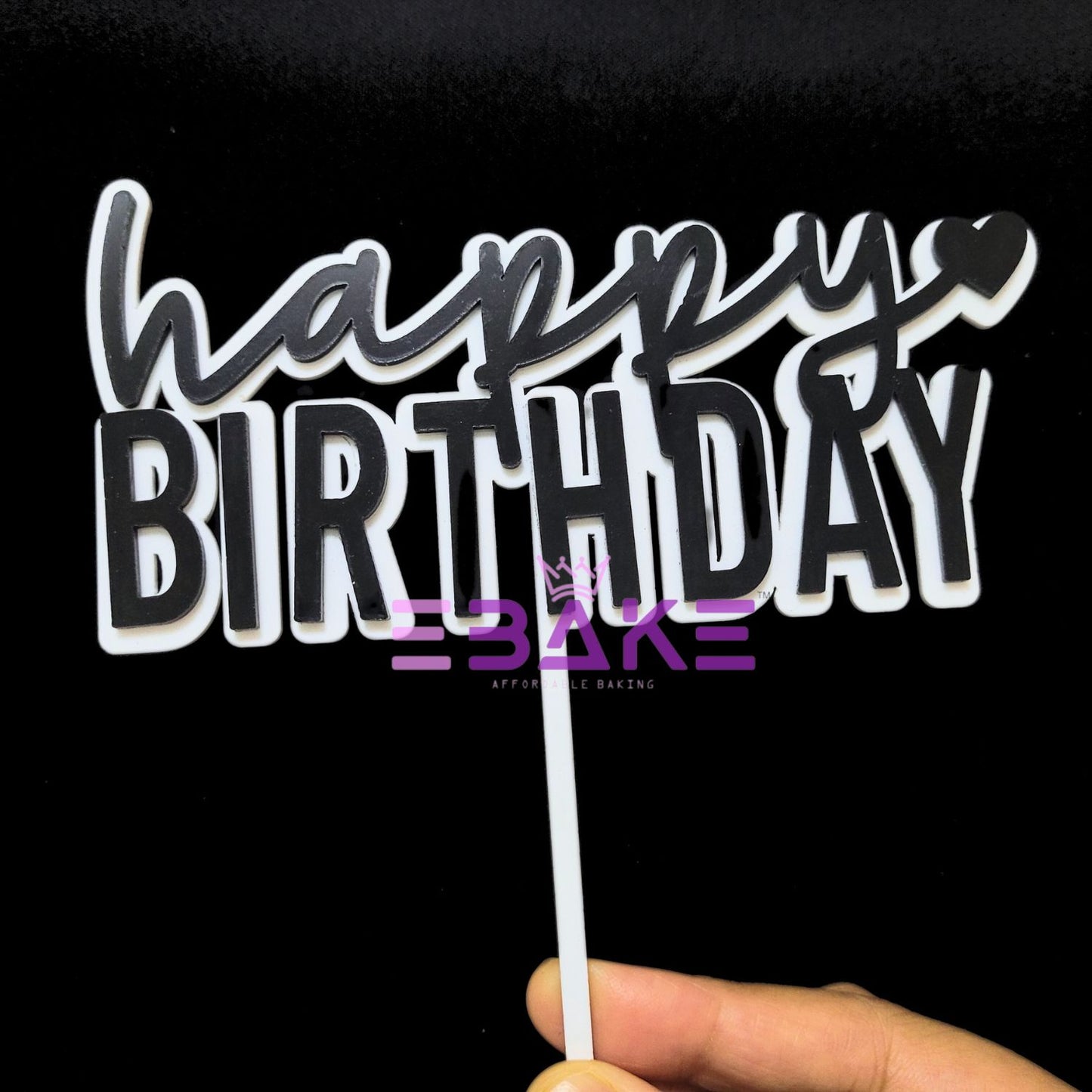 Happy Birthday Double Color Cake Topper