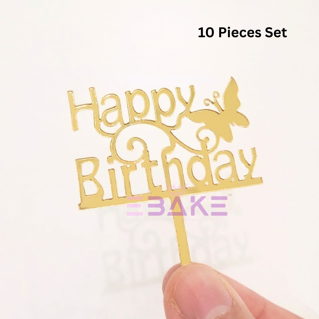 Happy Birthday Mini Topper- 2" (Set of 10 Pieces)