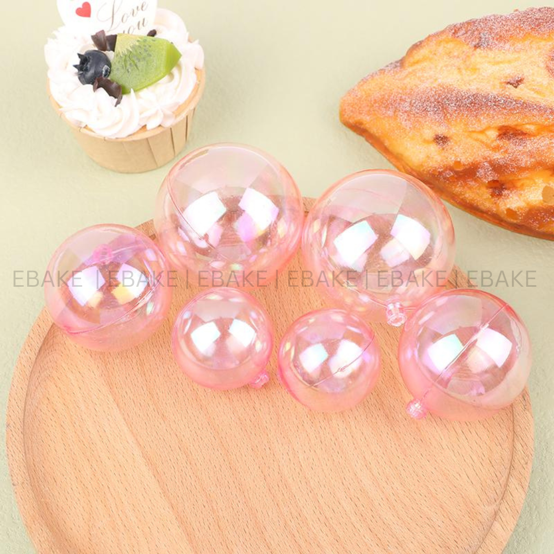 Pink Clear Transparent Faux Balls - Set of 12 Pcs