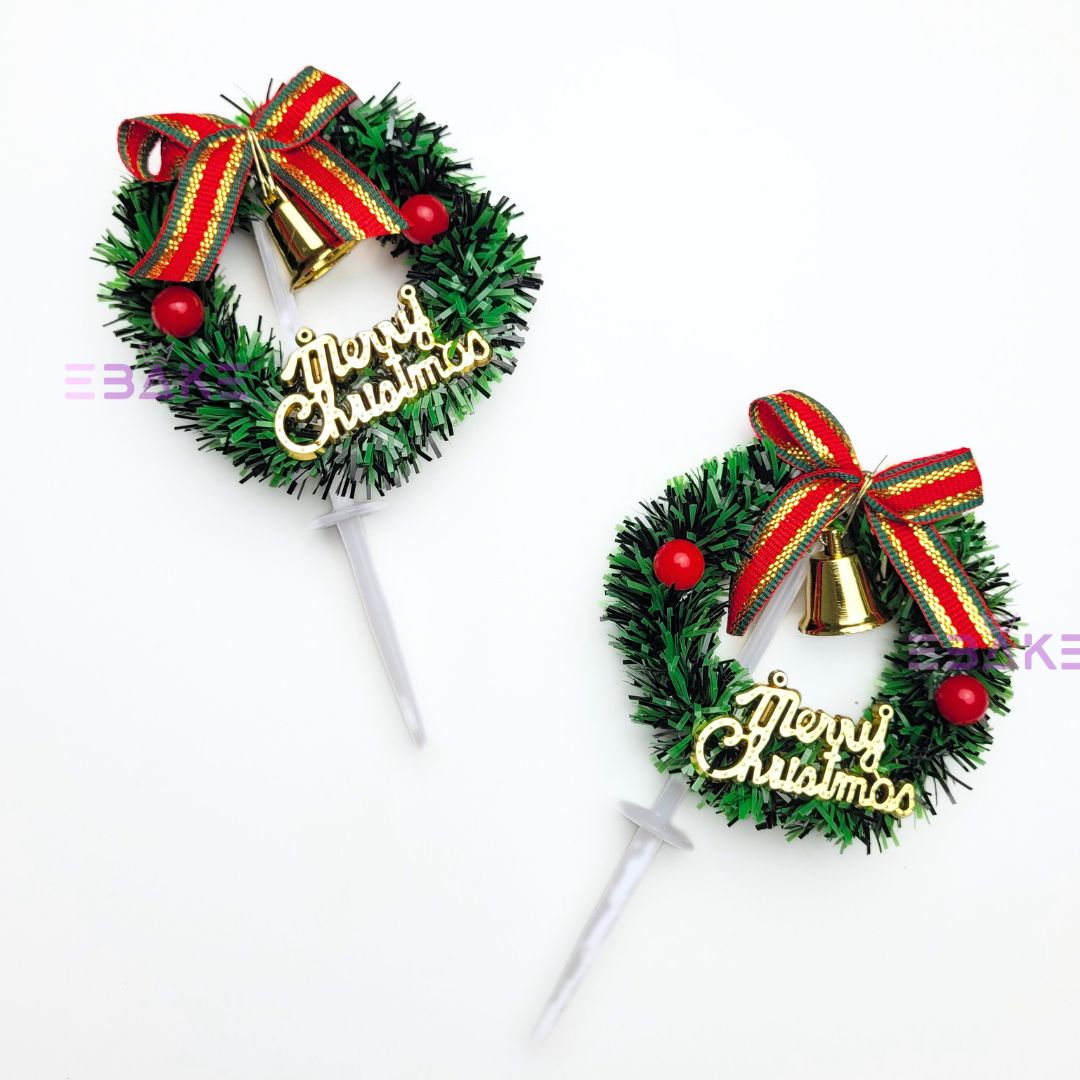 Merry Christmas Cake Topper Christmas Wreath Cake Decoration A1280