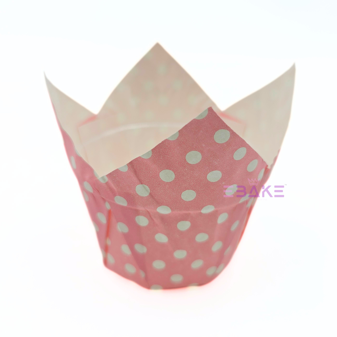 Pink Tulip Cupcake Liner Paper Baking Cups (Set of 50)