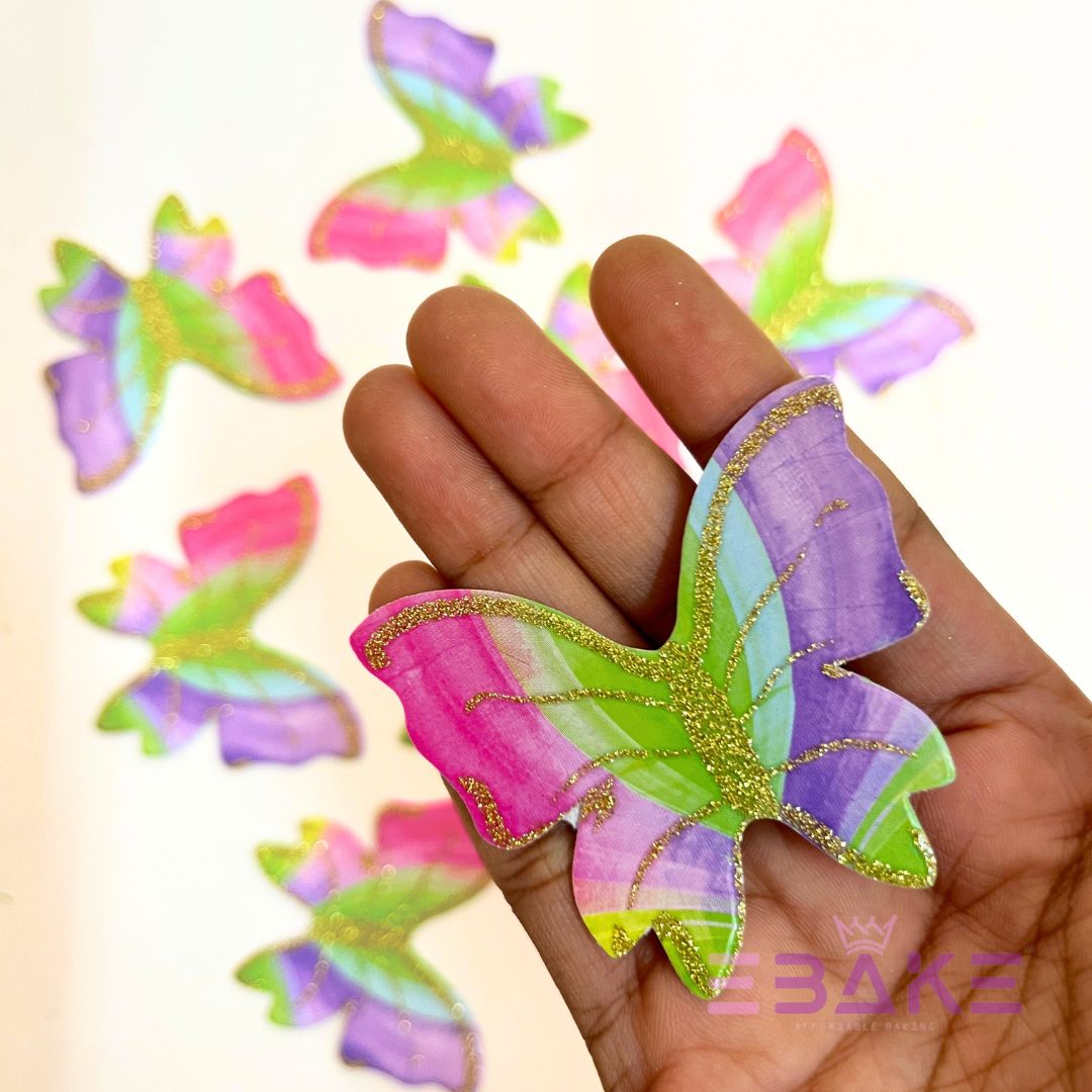 Paper Butterflies With Gold Glitter Foldable (Set of 10 Pieces)