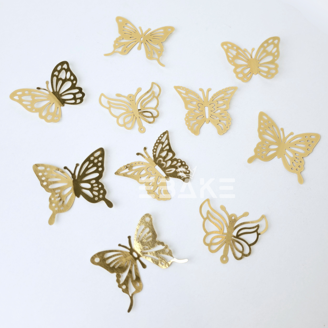 Foldable Paper Butterflies Gold (Set Of 10 Pieces)