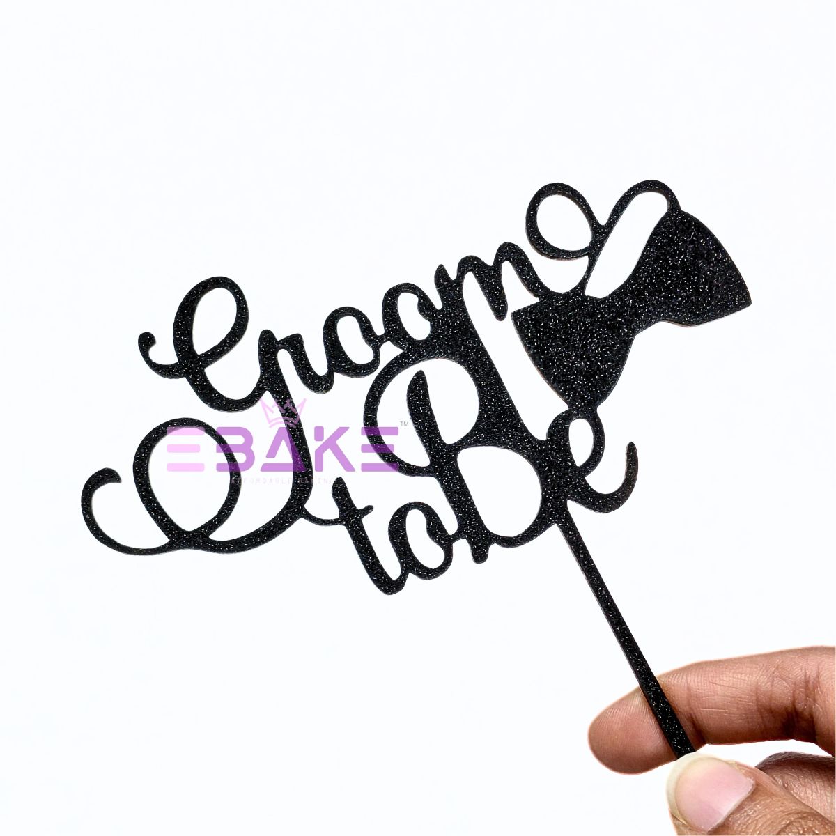 Groom To Be Cake Topper Black Shimmer