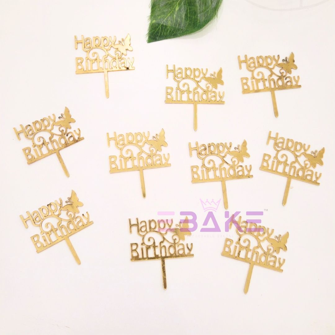 Happy Birthday Mini Topper- 2" (Set of 10 Pieces)