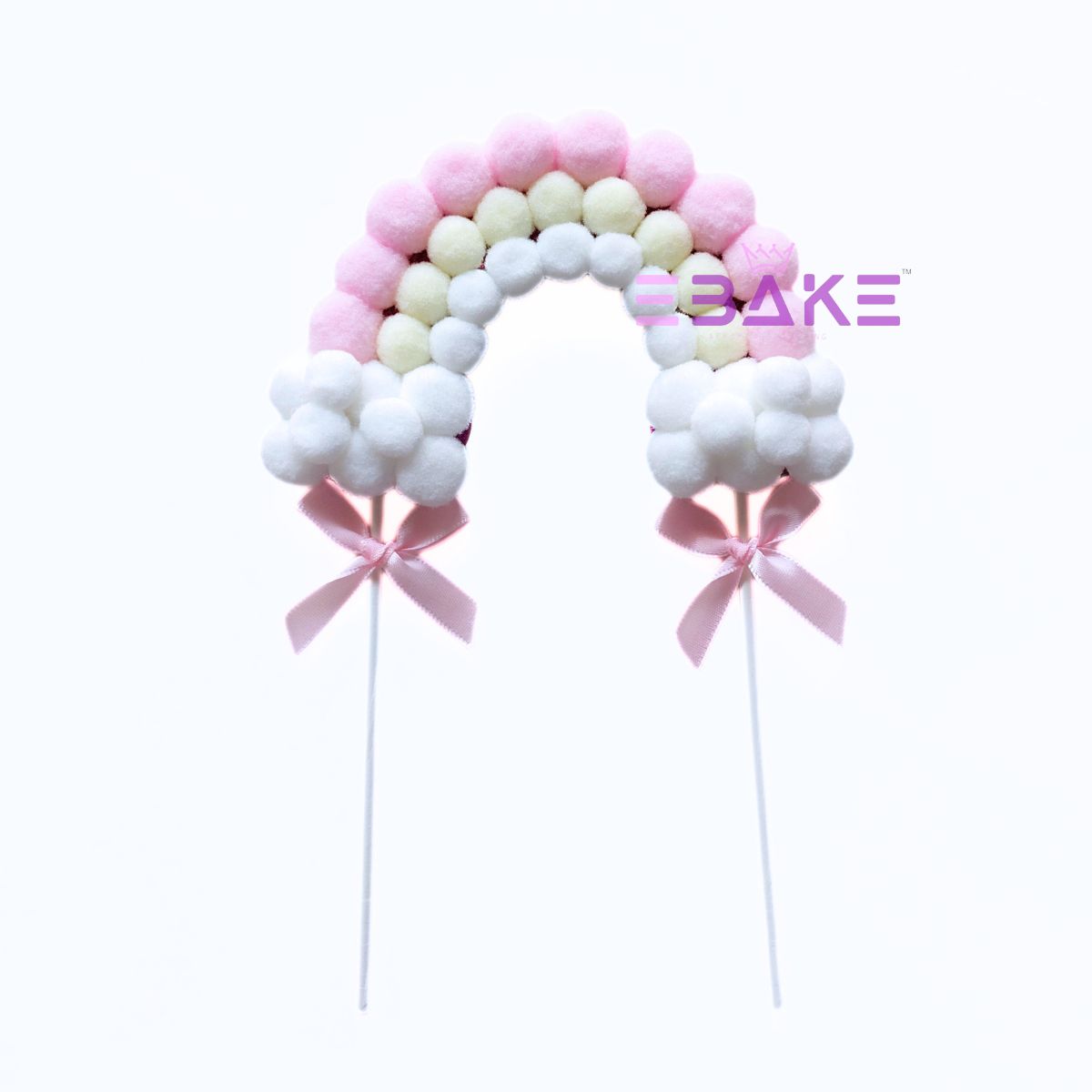 Pom Pom Arch Cake Topper Pink - Single Piece