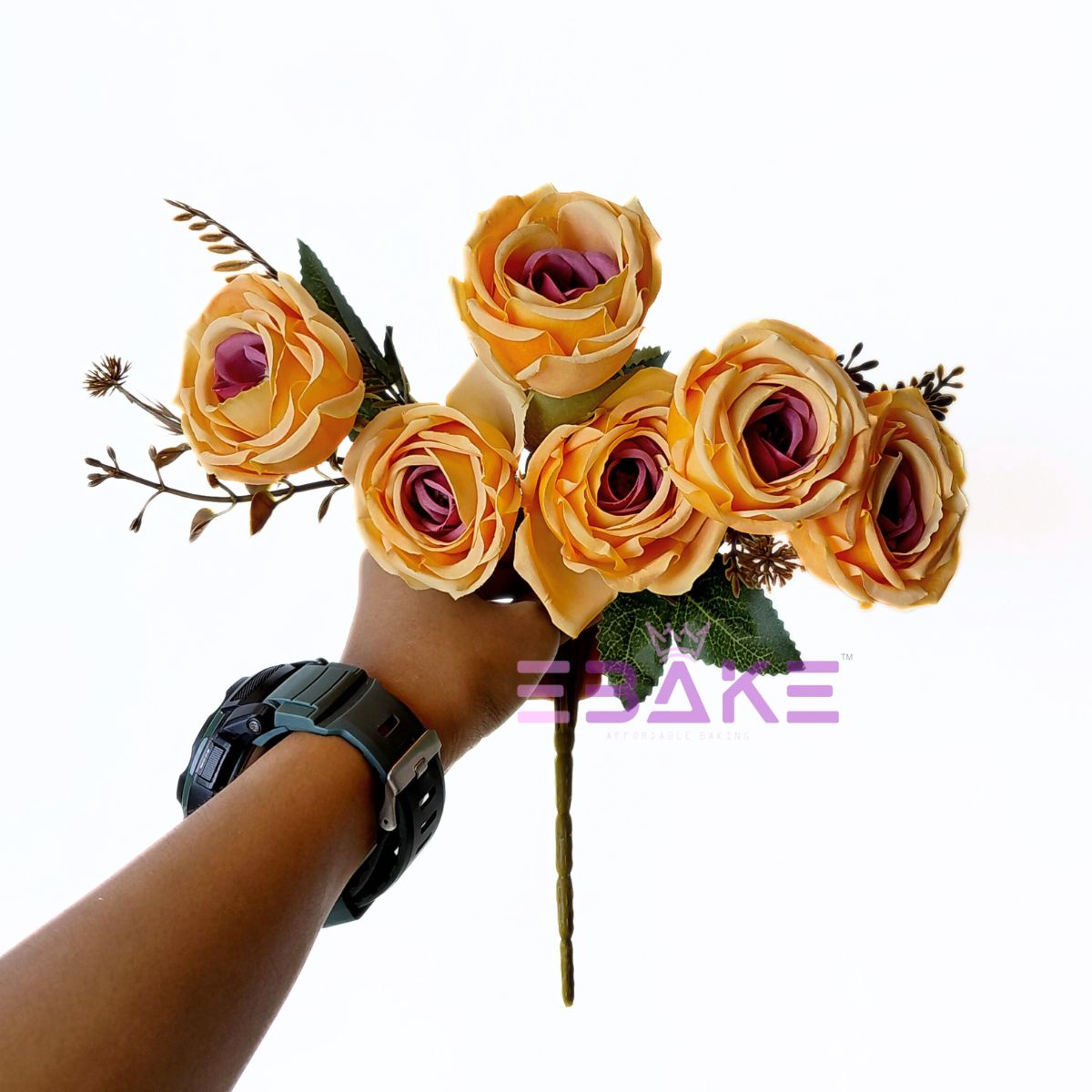 A1788 Pale Orange & Dusty Pink Rose Bunch With Fillers