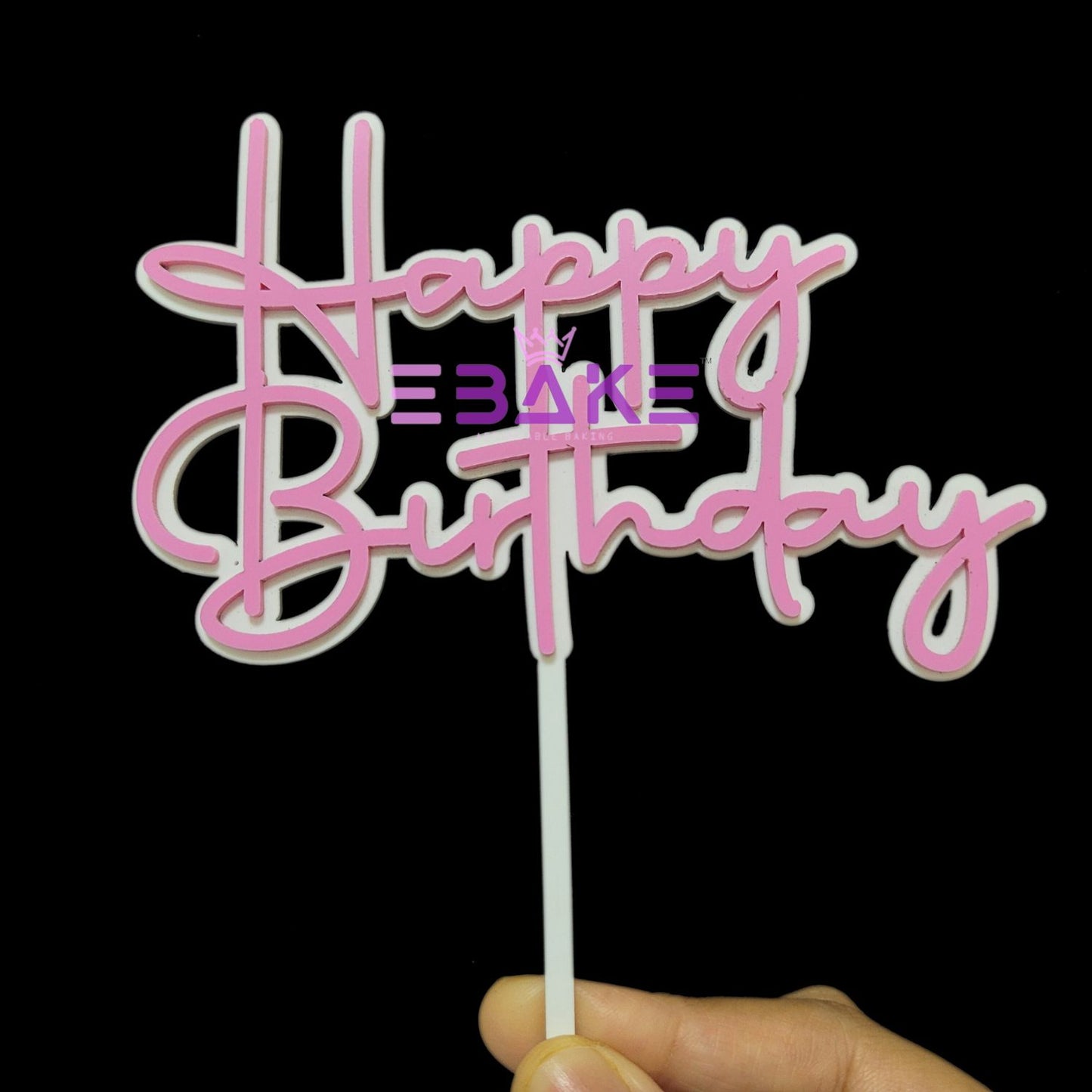 Happy Birthday Double Color Cake Topper