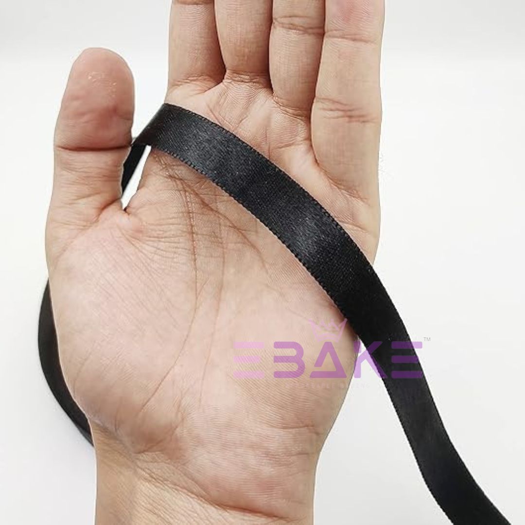 Black Satin Ribbon 0.5 Inch (Single Piece)