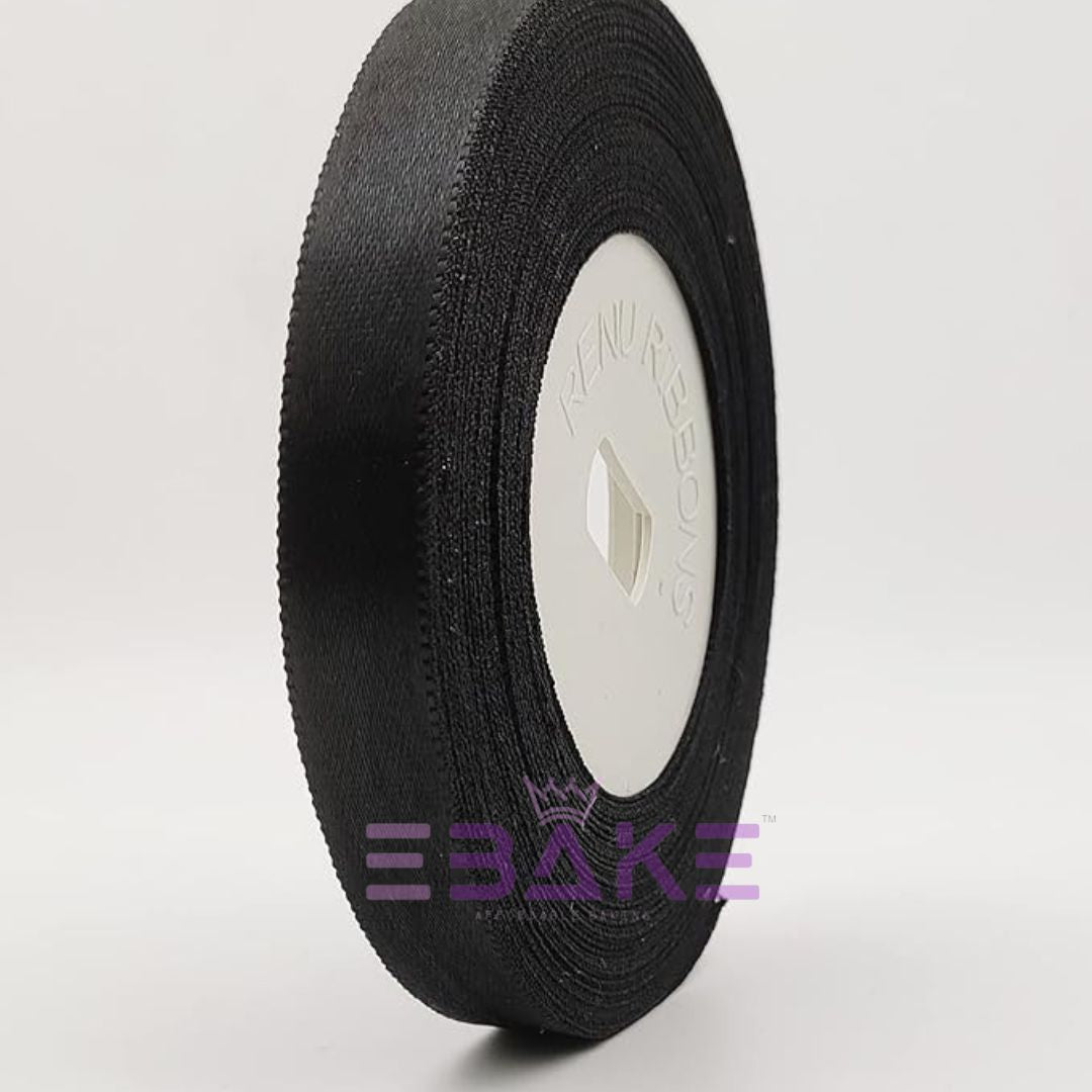 Black Satin Ribbon 0.5 Inch (Single Piece)