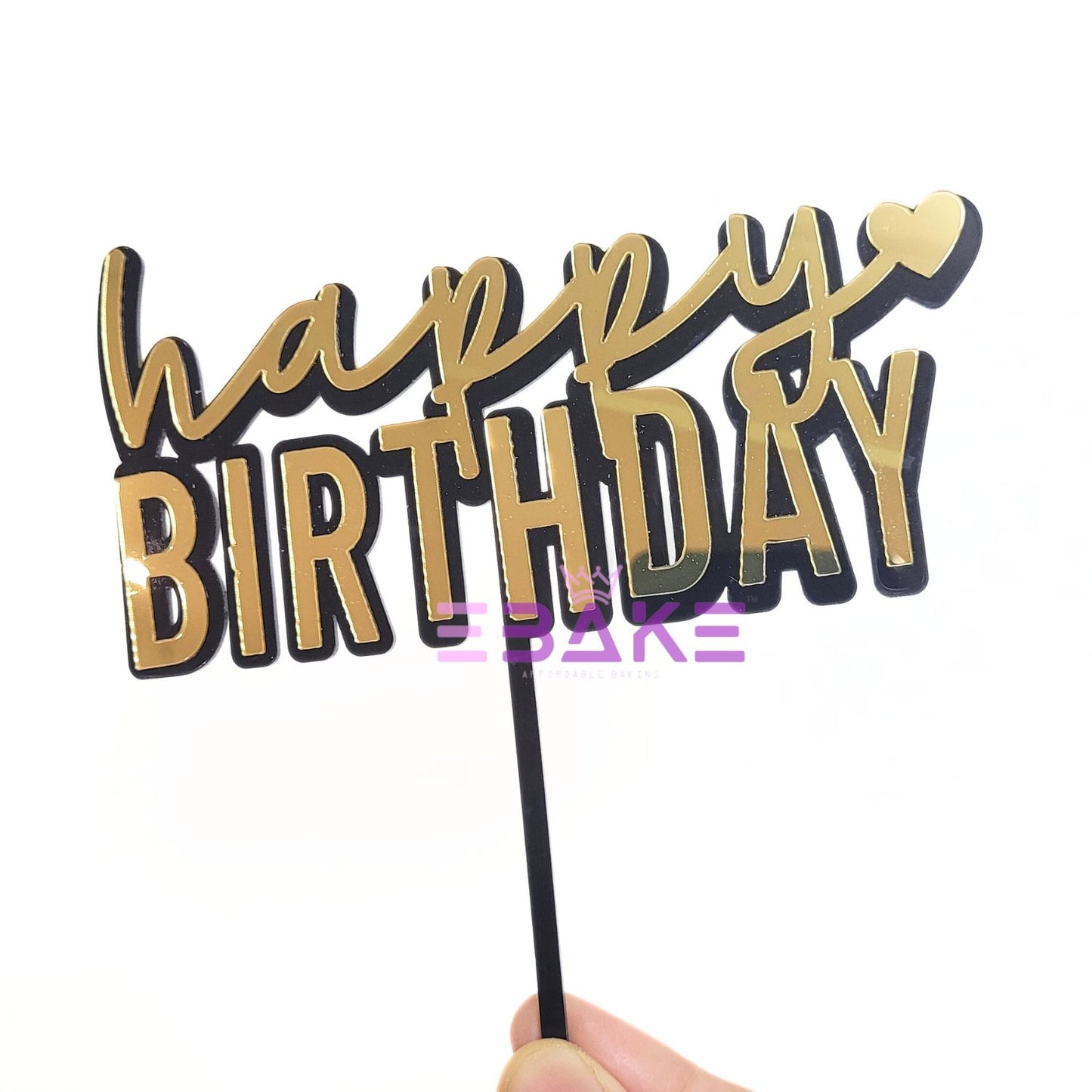 Happy Birthday Double Color Cake Topper