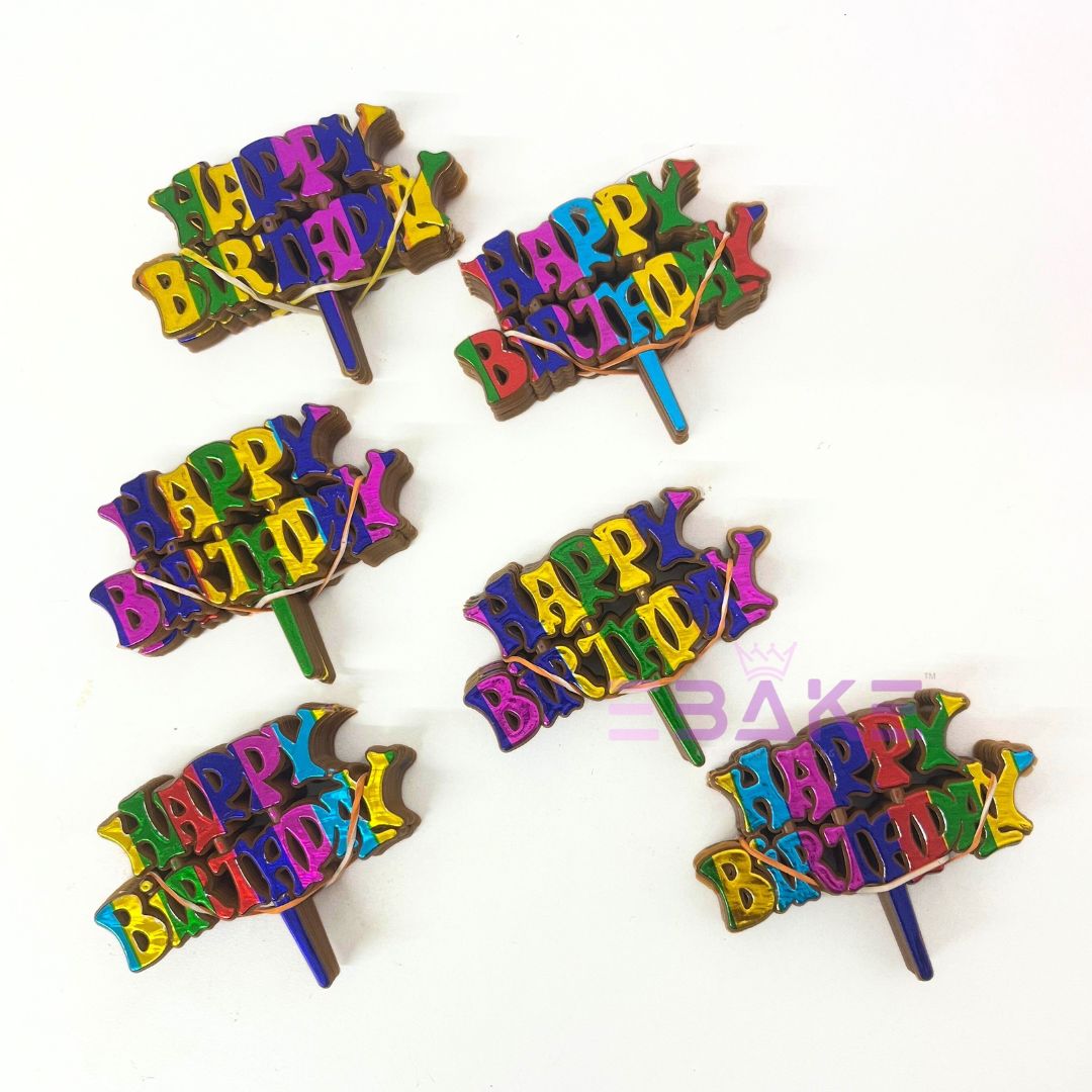 Happy Birthday Mini Topper Plastic (Set of 60 Pieces)