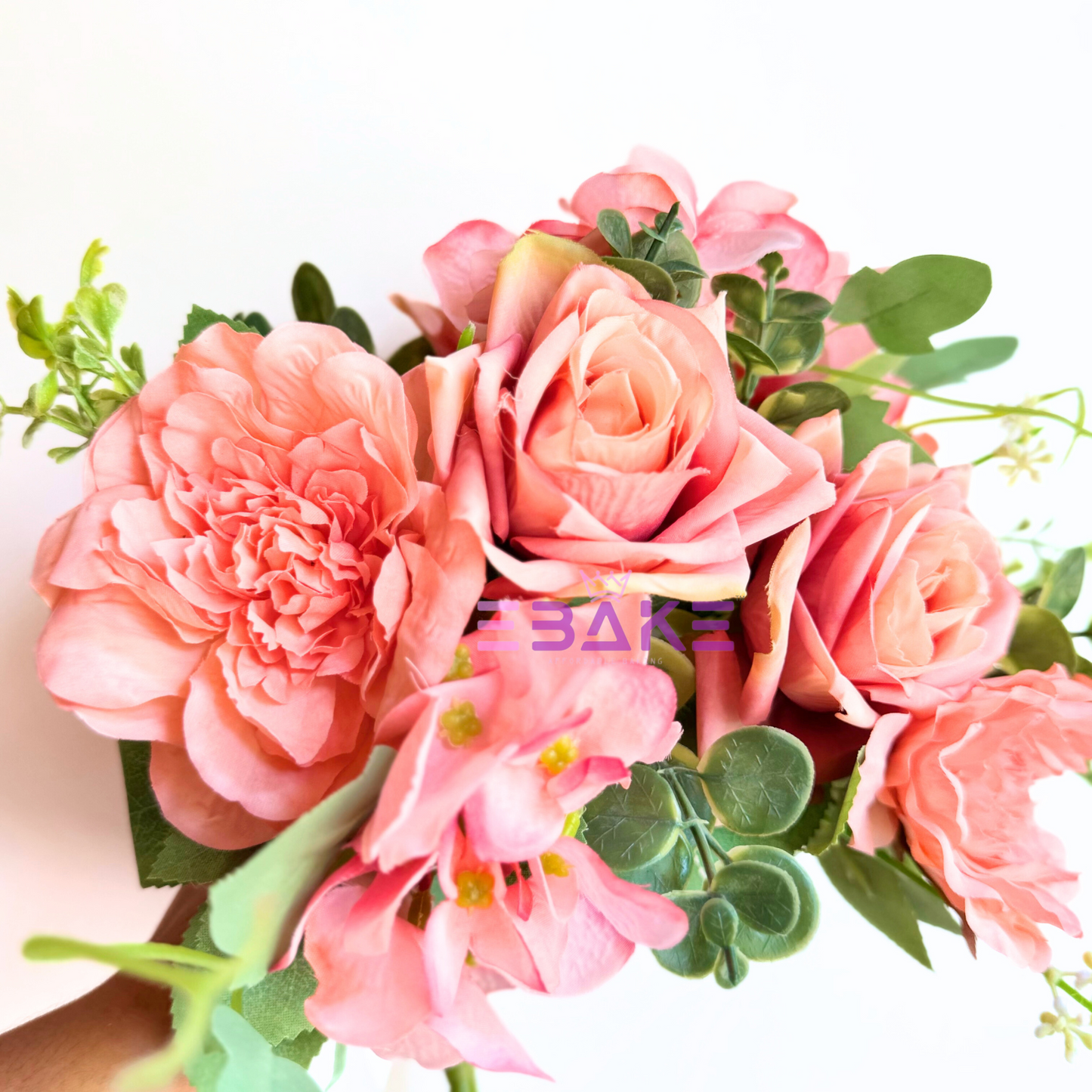 A1464 Premium Mixed Flower Bunch (Rose, Peony & Hydrangea With Fillers) Salmon Pink