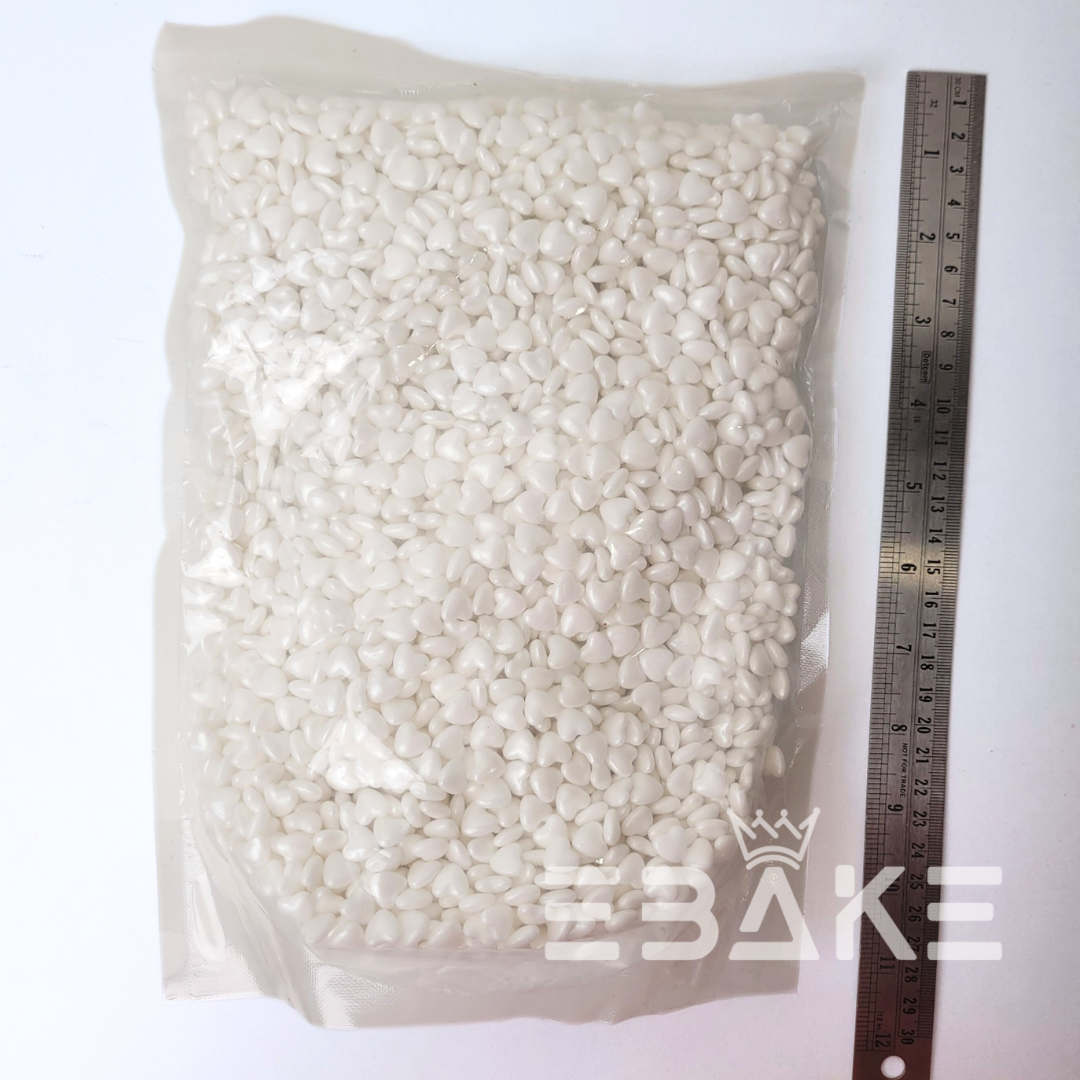 White Heart Sugar Balls (Sprinkles)