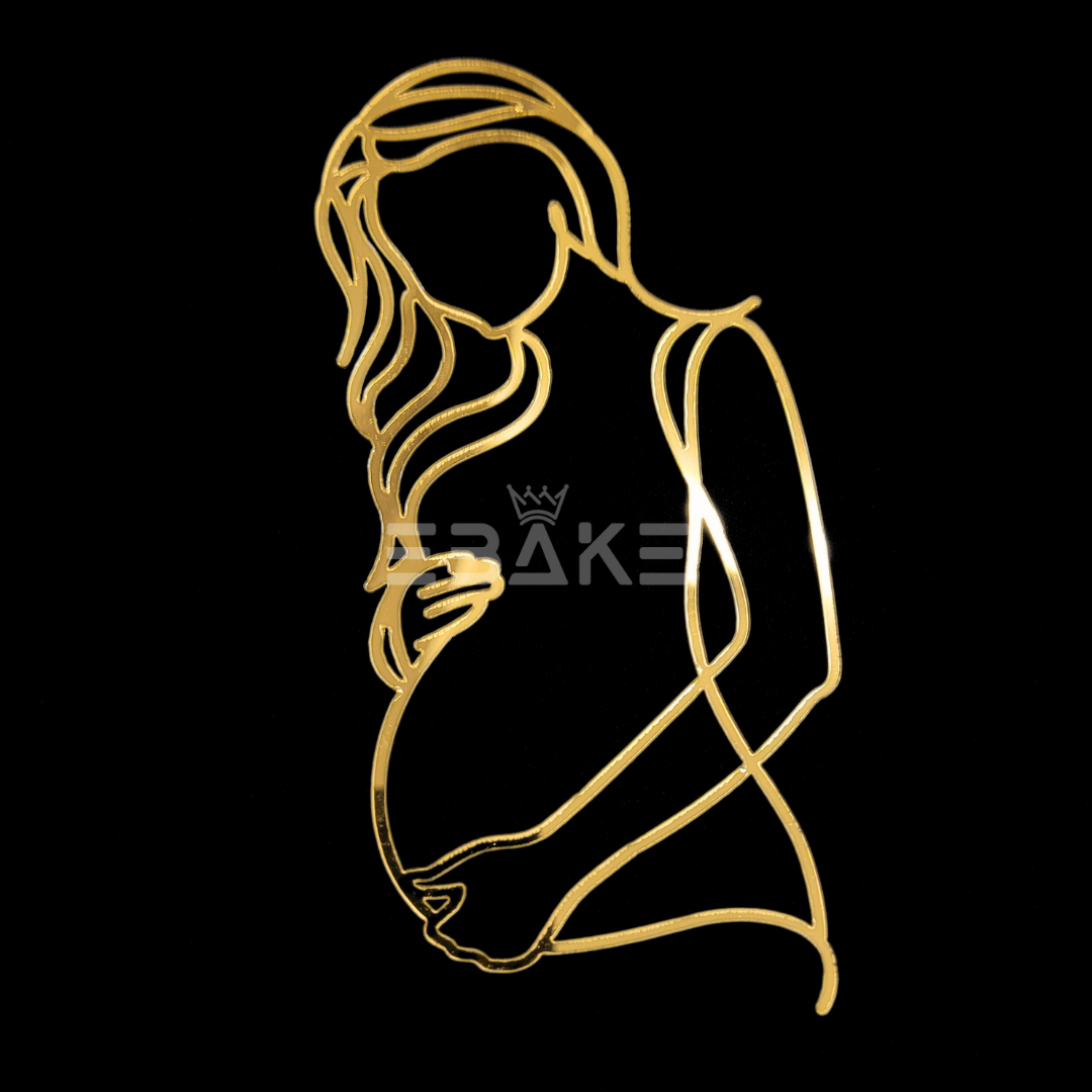 Baby Shower Cake Topper Line Art Pregnant Lady