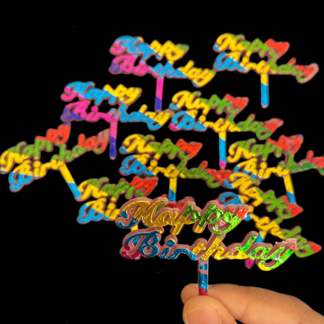 Happy Birthday Mini Topper Plastic (Set of 10 pieces)