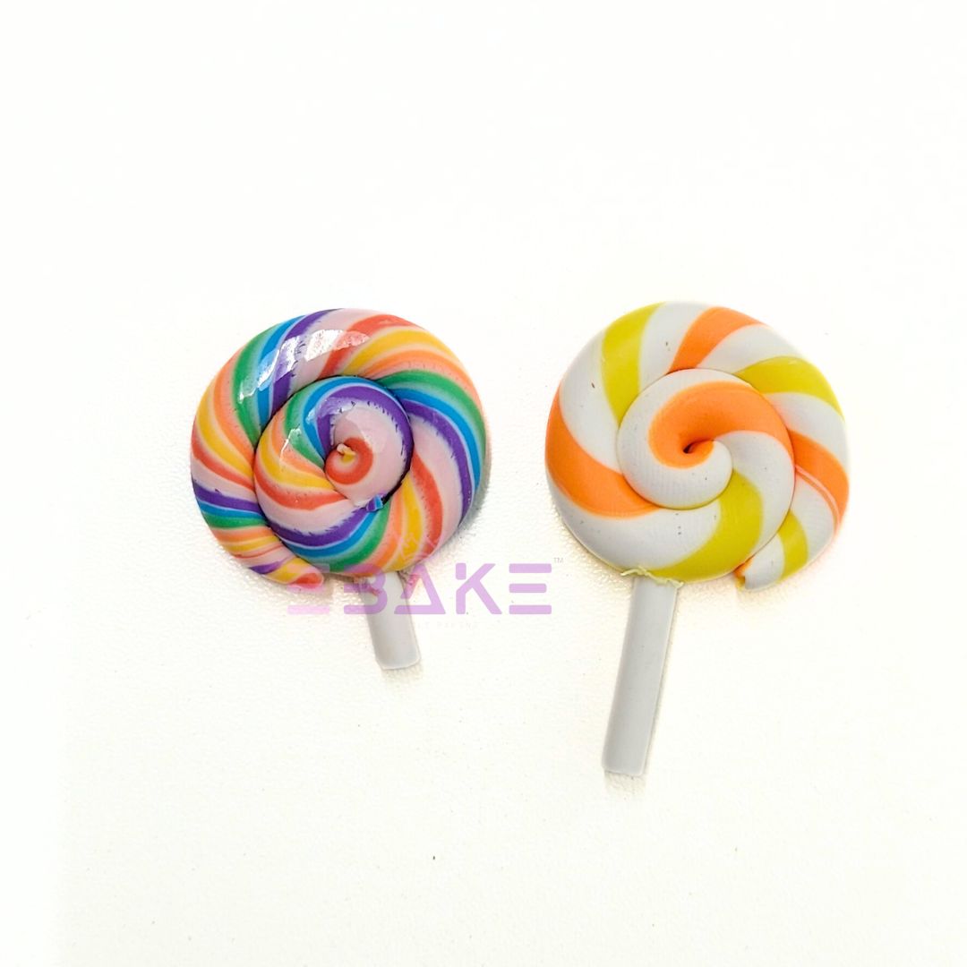2 pcs Lollipop Cake Topper Non Edible - Small (Type 1) Assorted Colors