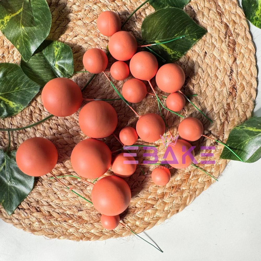 Light Orange Matte Faux Balls - (Set Of 20 Pieces)
