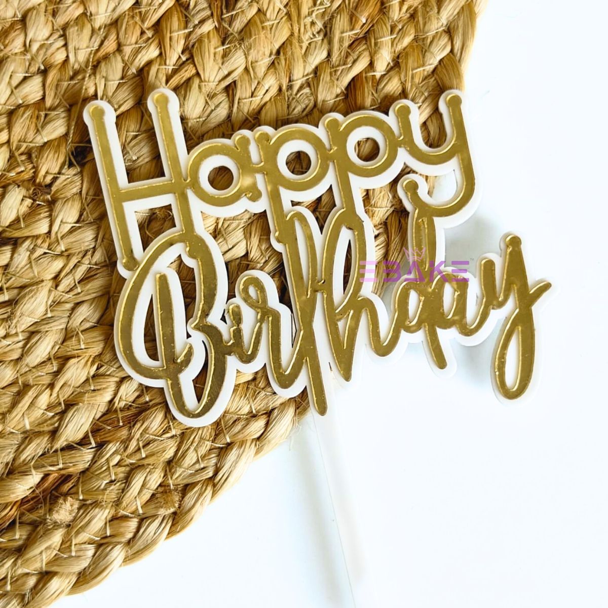 Happy Birthday Double Color Cake Topper