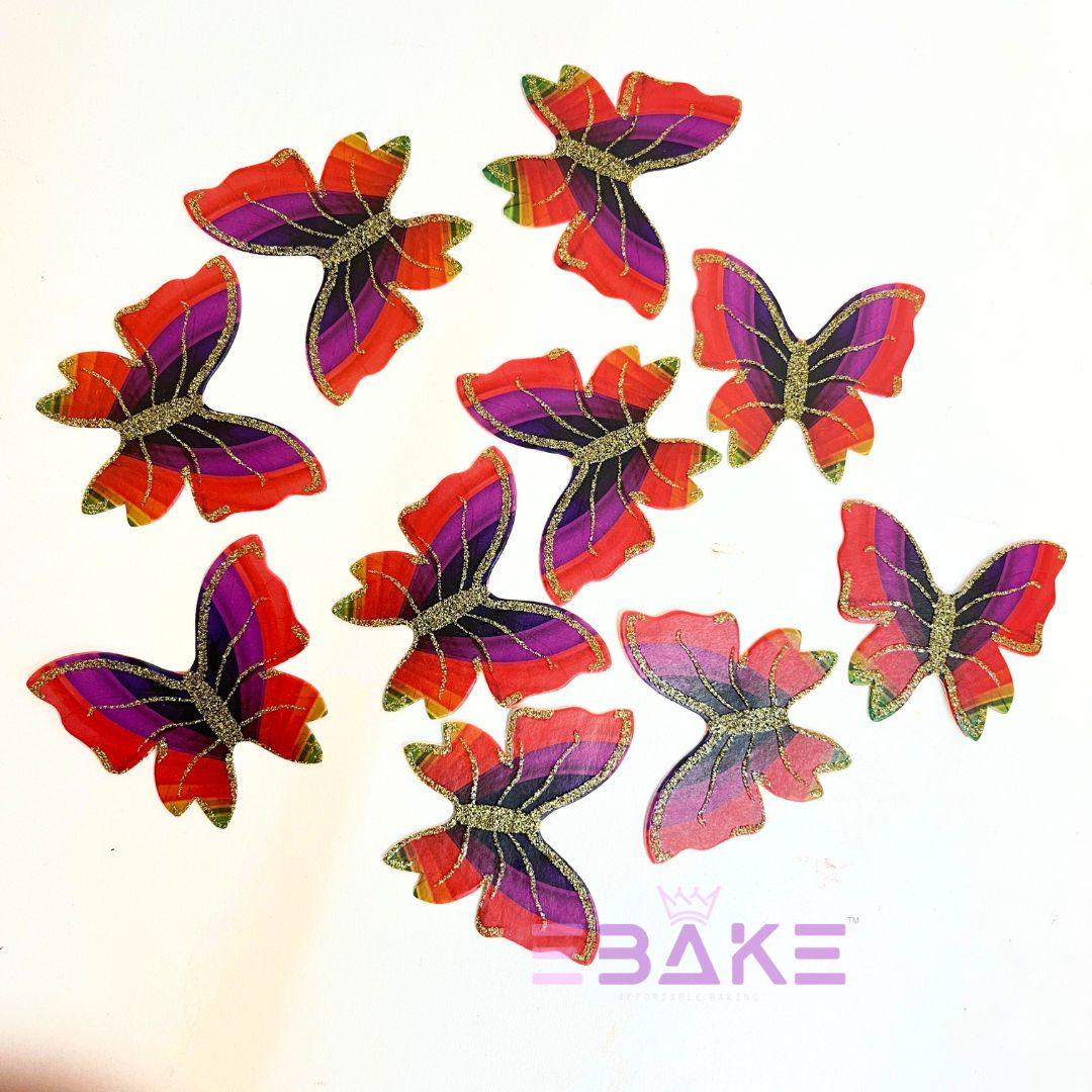 Paper Butterflies With Gold Glitter Foldable (Set of 10 Pieces)