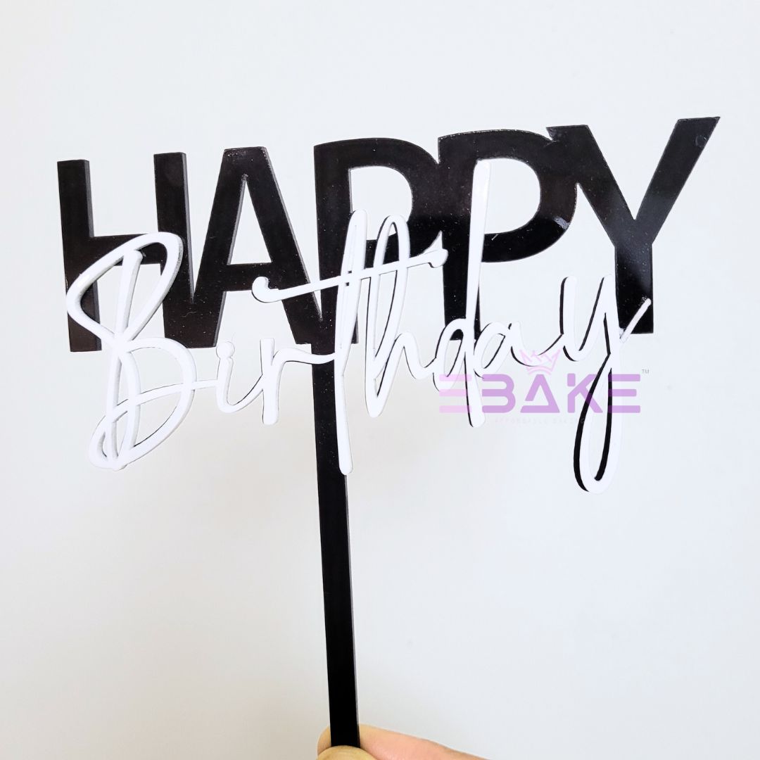 Happy Birthday Double Color Cake Topper