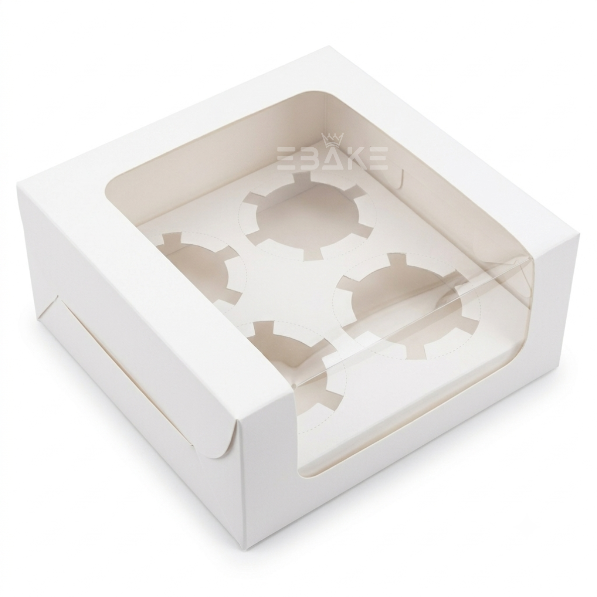 4 Pc Cupcake Box With Cavity White