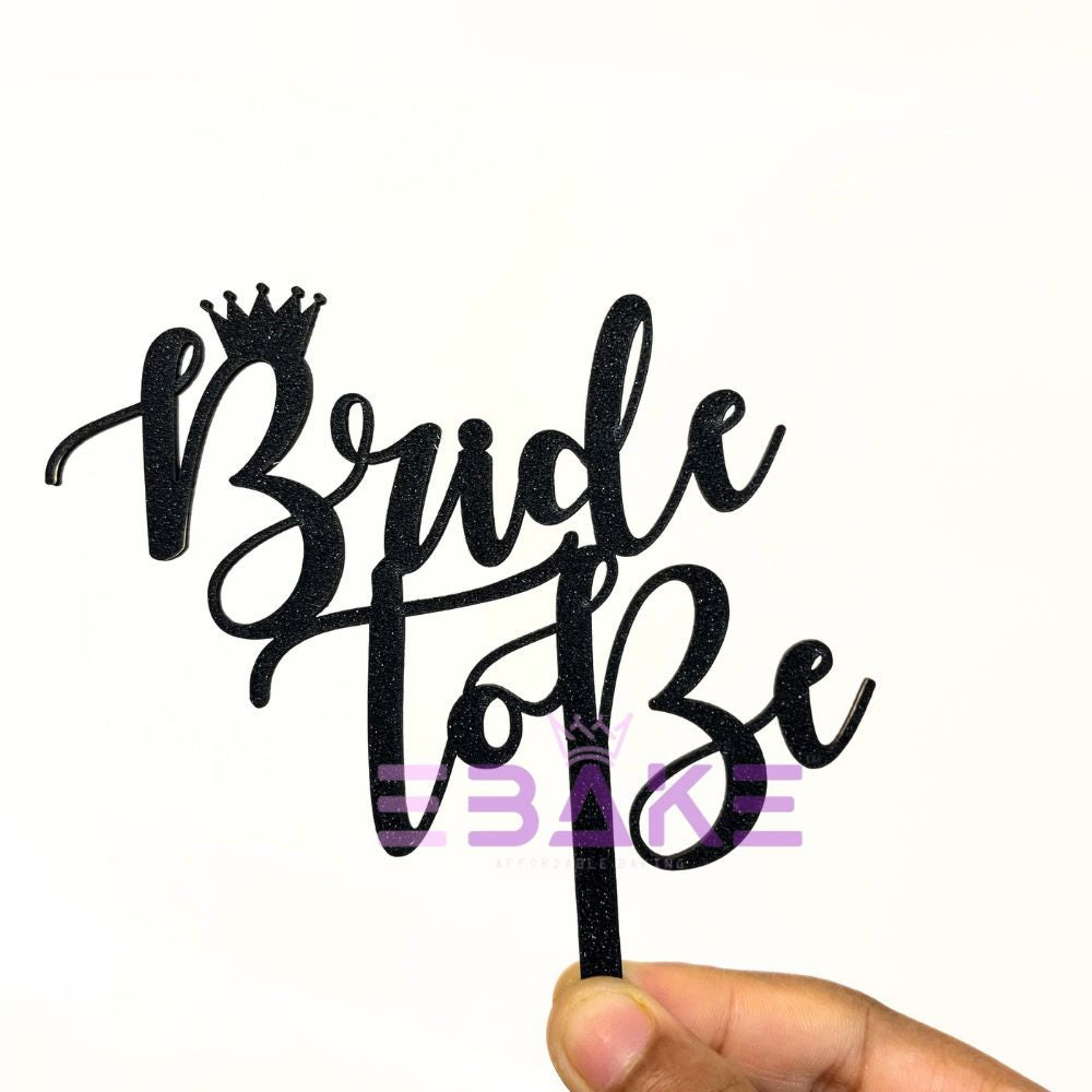 Bride To Be Cake Topper Black Shimmer