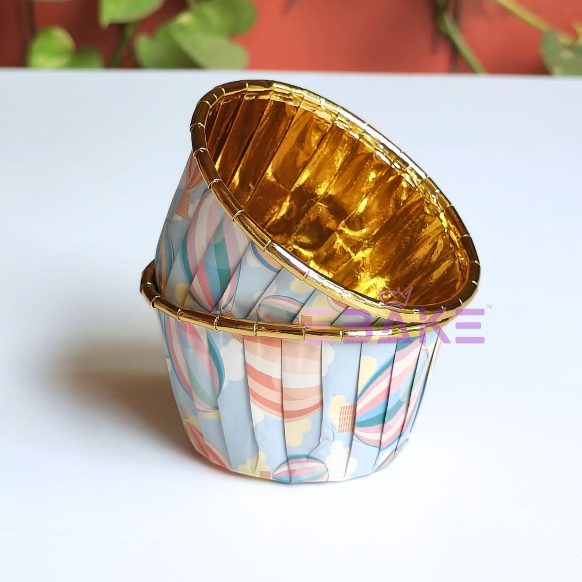 Imported Golden Lined Rolled Rim Muffin Cup / Cupcake Liners - Printed (Set of 25 pieces) Large