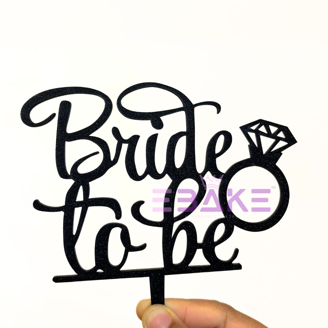 Bride To Be Cake Topper Black Shimmer