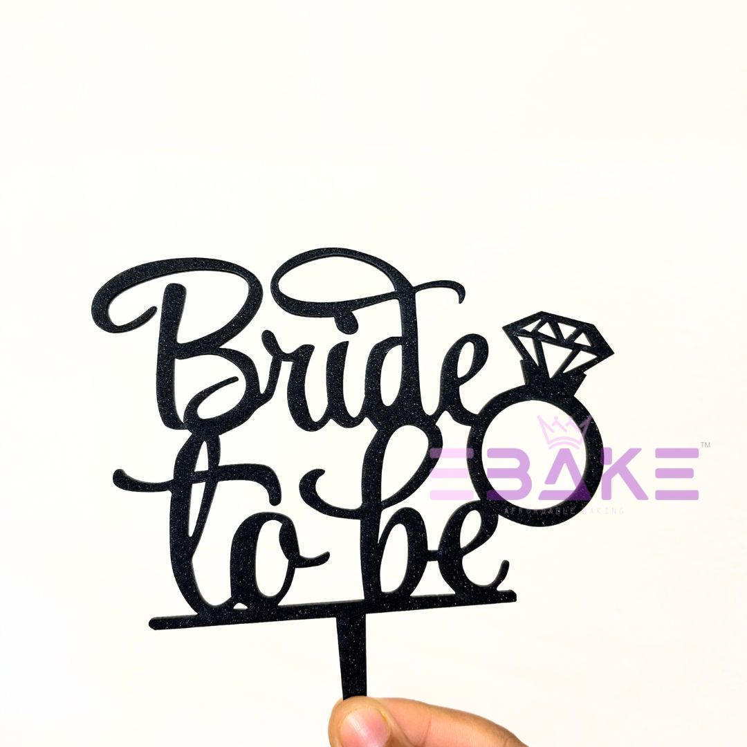 Bride To Be Cake Topper Black Shimmer