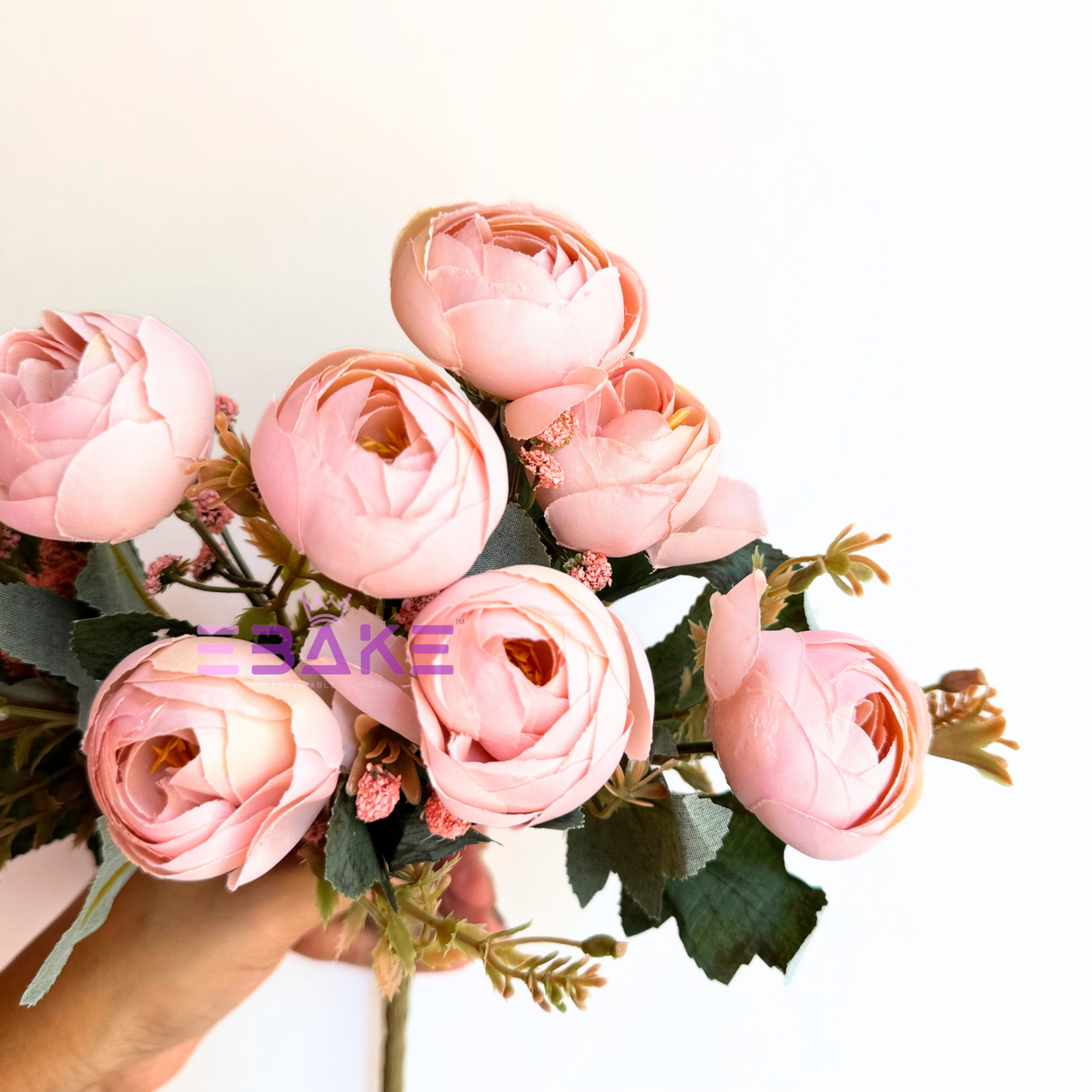 A1466 Premium Closed Peony Bunch (9 Peonies With Fillers) Light Pink