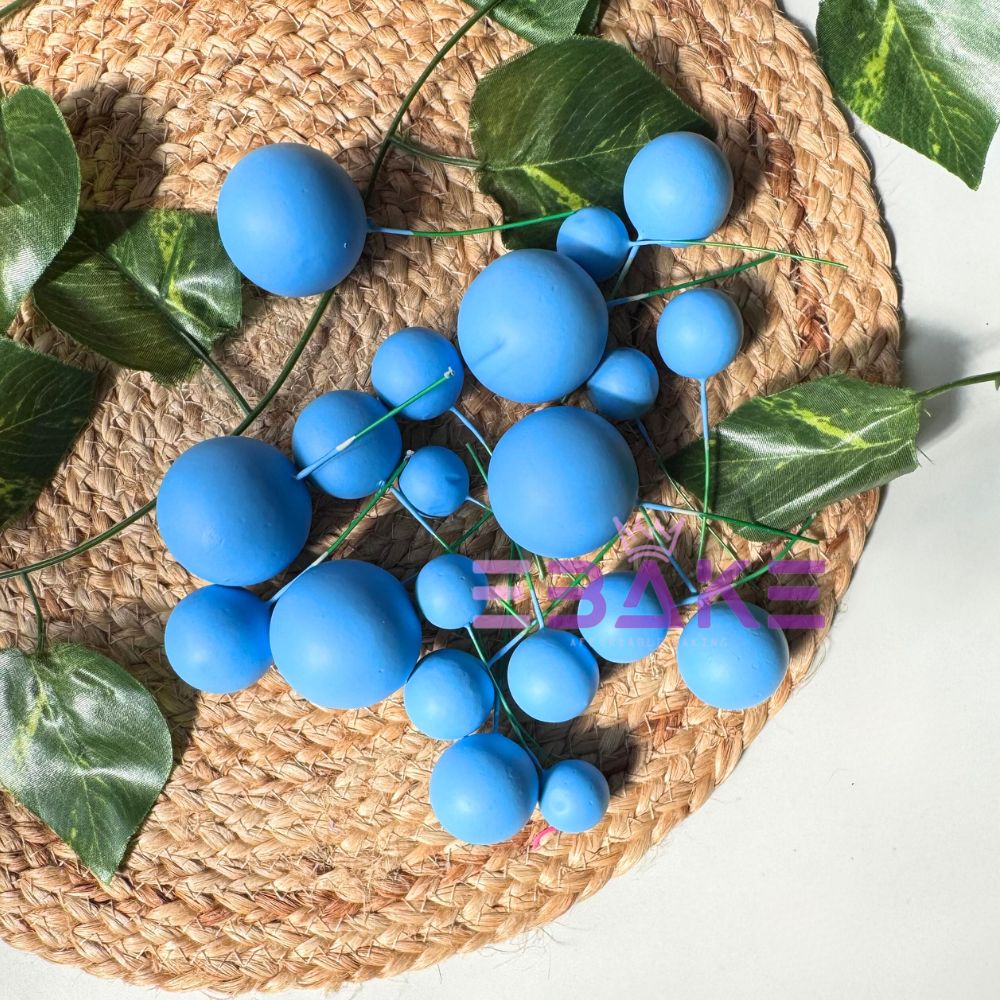 Blue Matte Faux Balls - (Set Of 20 Pieces)