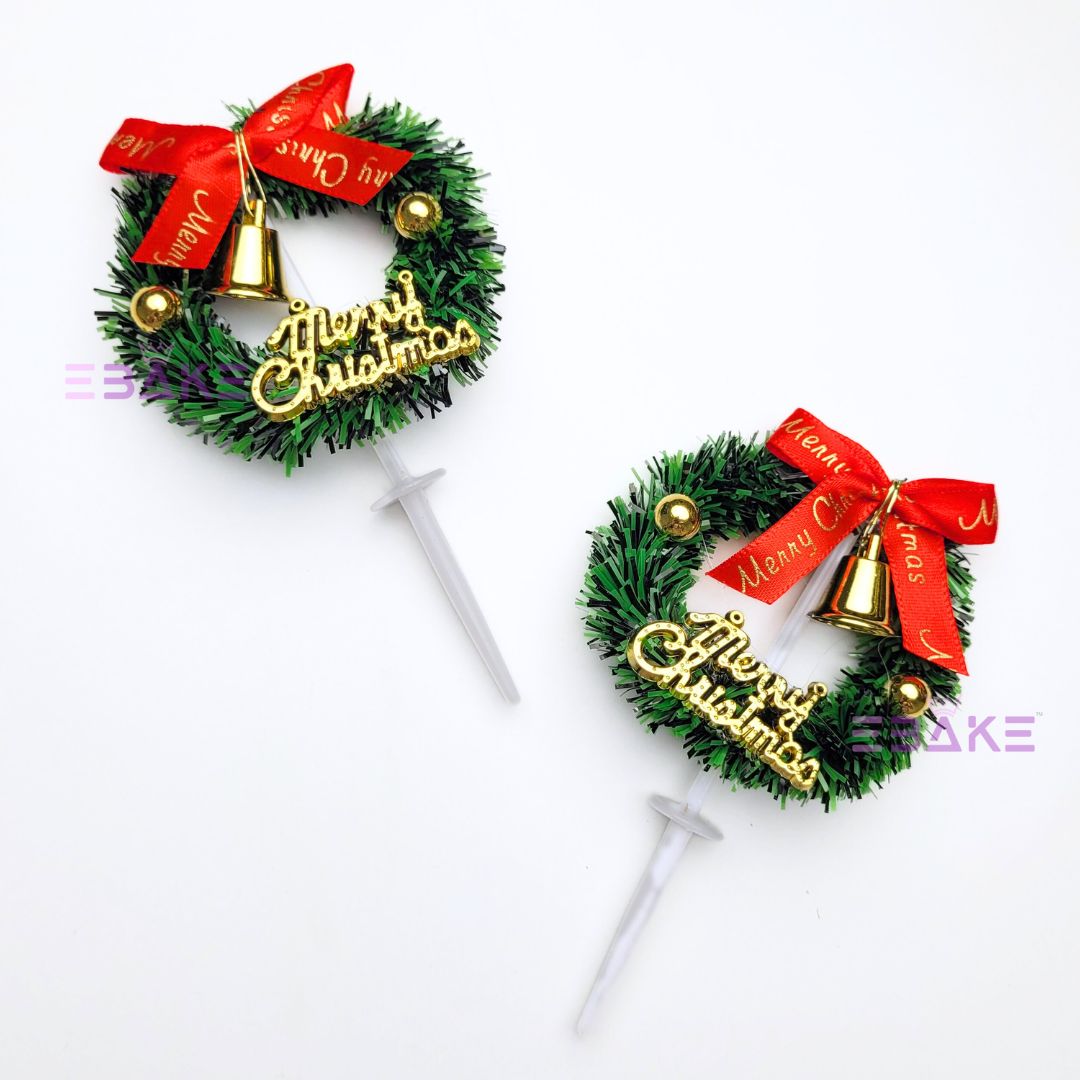 Merry Christmas Cake Topper Christmas Wreath Cake Decoration A1281