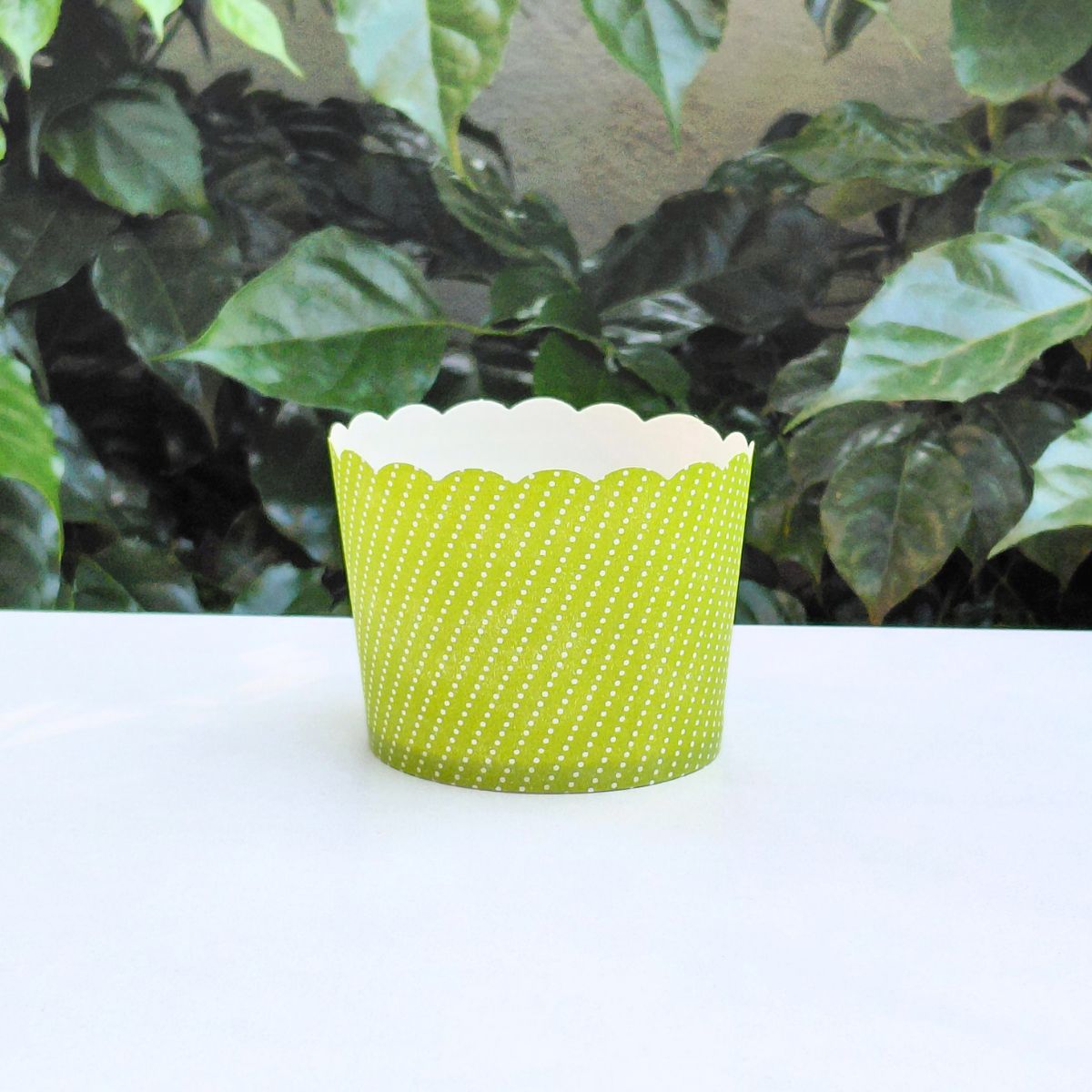 Polka Dot Printed Paper Muffin Cup- Set Of 50 Pieces Medium (Green)