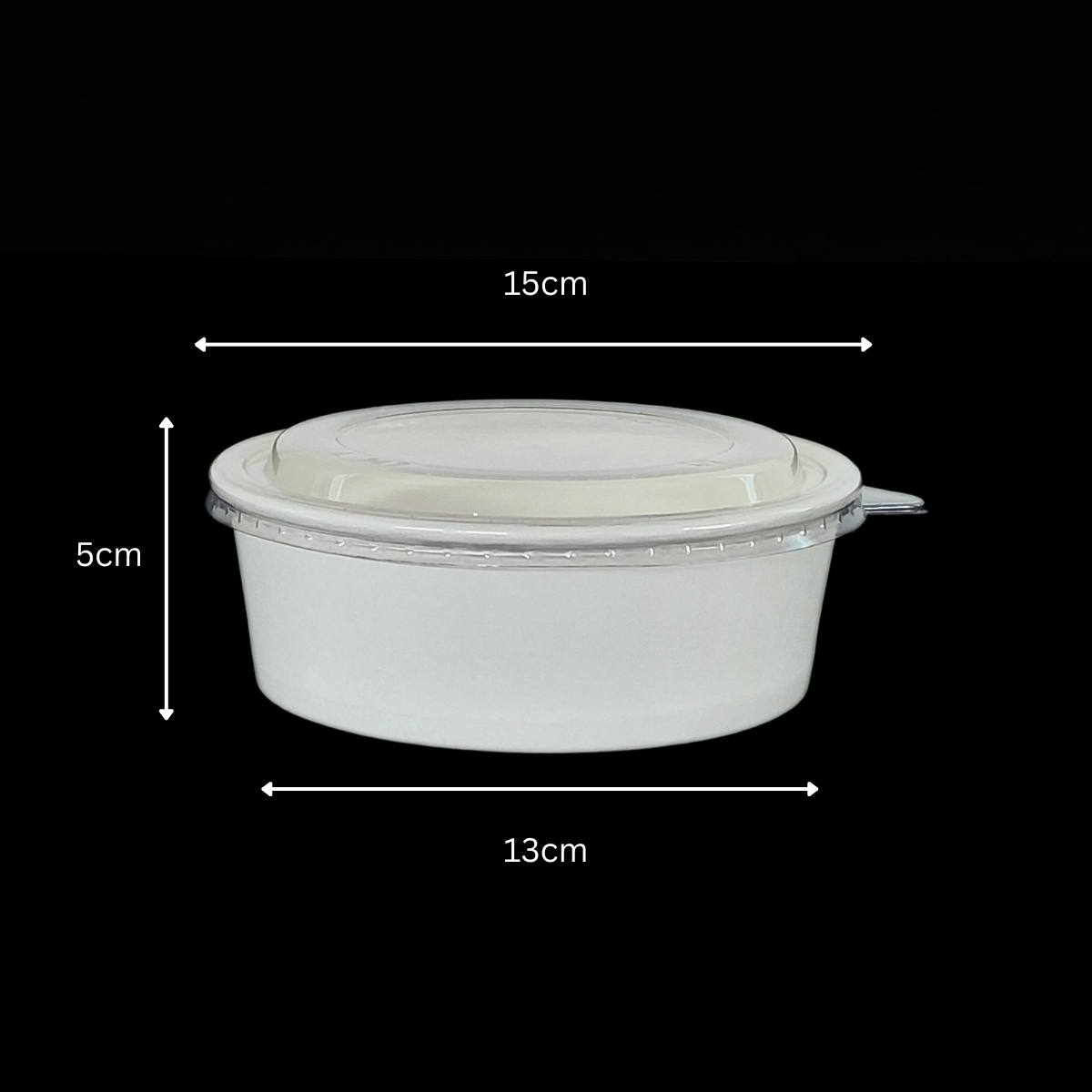 Round Disposable Paper Containers With Lid (Set of 5) White 500ml