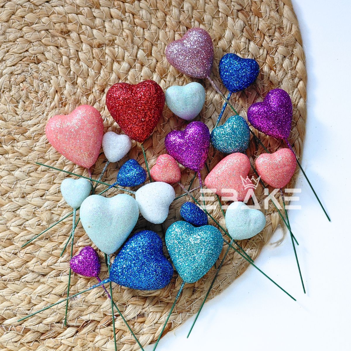 Mixed Glitter Faux Hearts - Set Of 20 Pieces