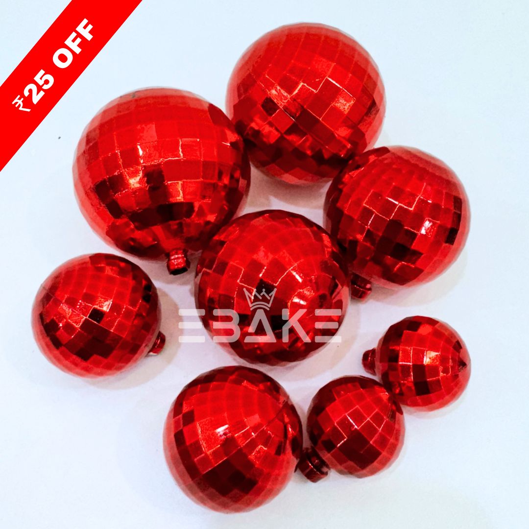 Mirror Faux Balls / Disco Balls Red - Set Of 8 Pieces