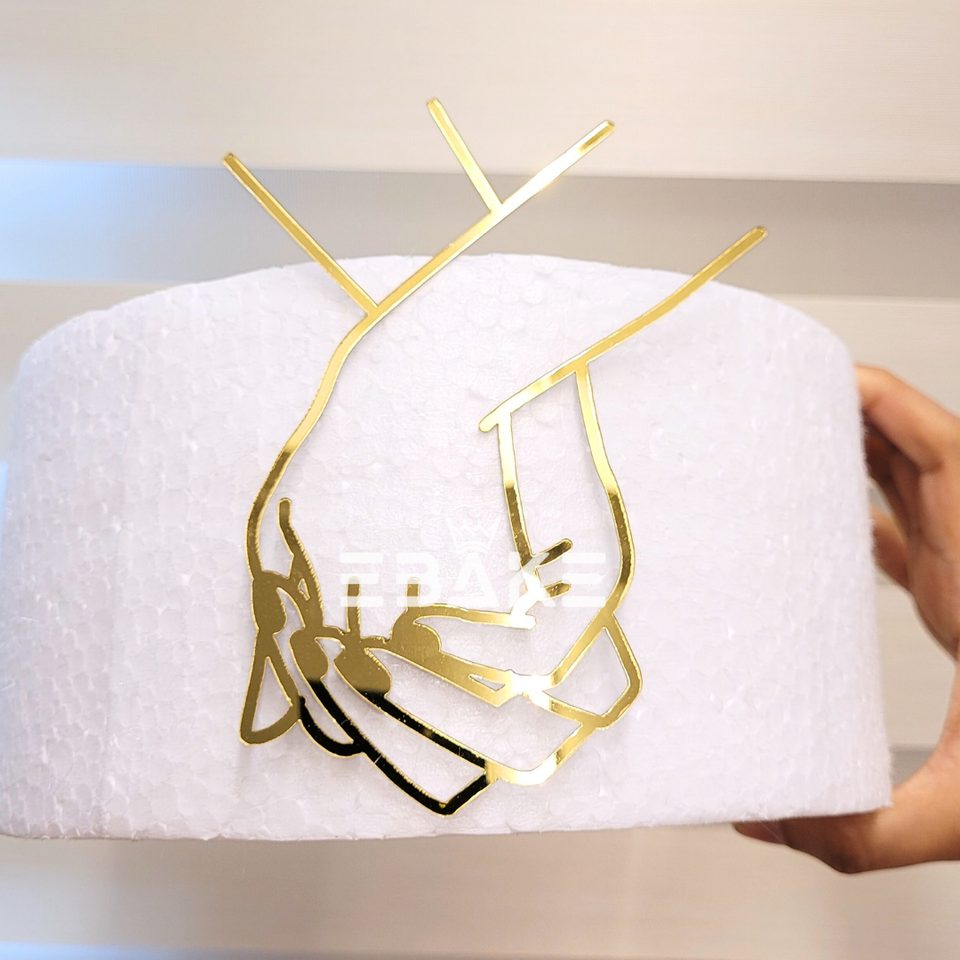 Couple Hands Line Art Cake Topper
