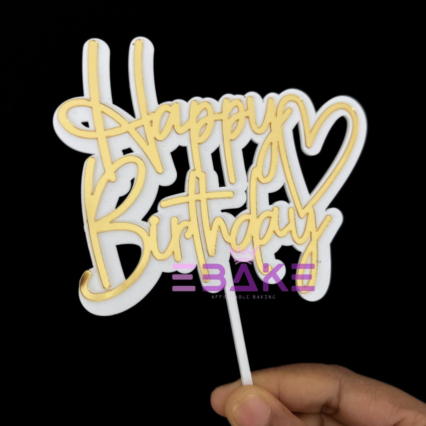 Happy Birthday Double Color Cake Topper