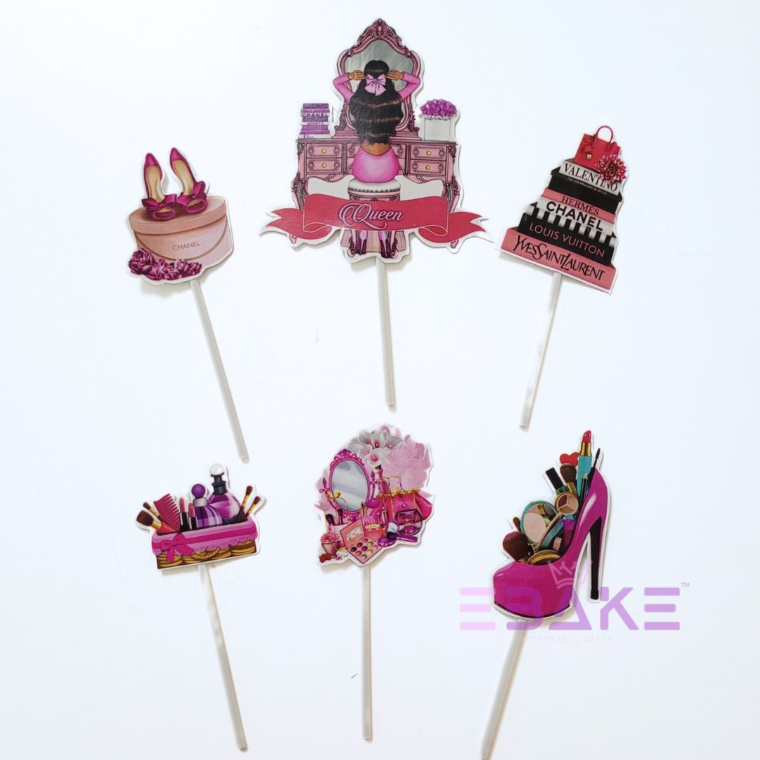 Makeup Cartoon Theme Paper Topper Set