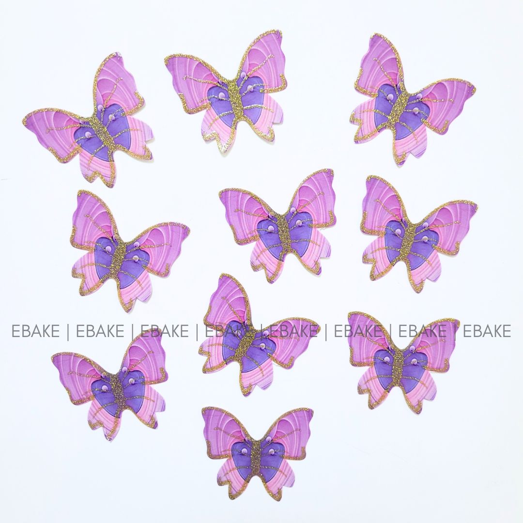 Paper Butterflies With Gold Glitter Foldable (Set of 10 Pieces)