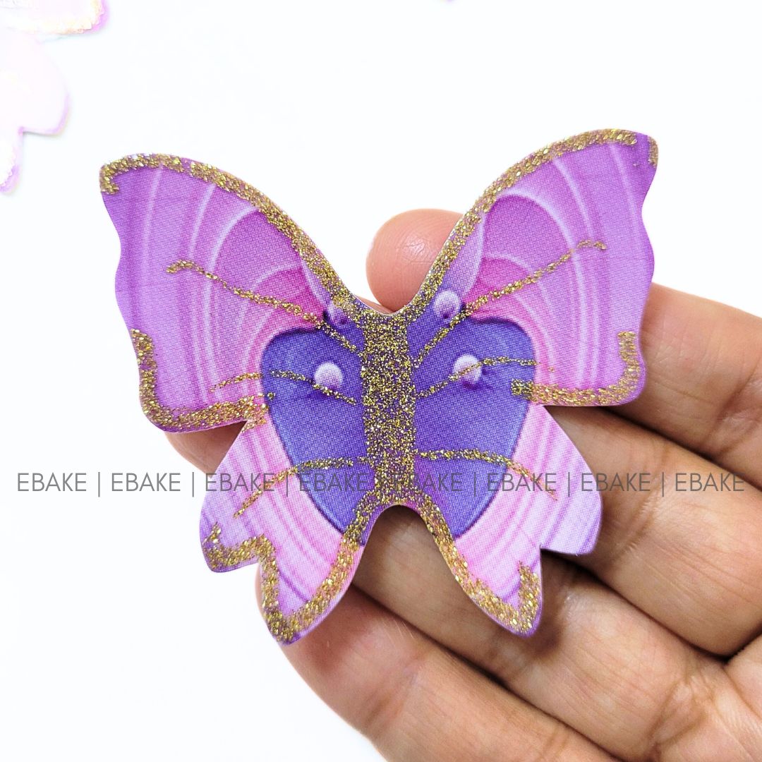 Paper Butterflies With Gold Glitter Foldable (Set of 10 Pieces)
