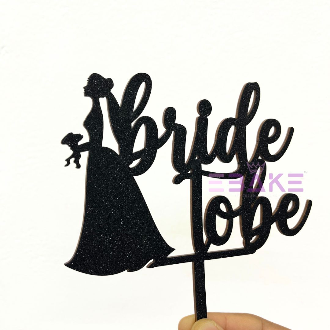 Bride To Be Cake Topper Black Shimmer