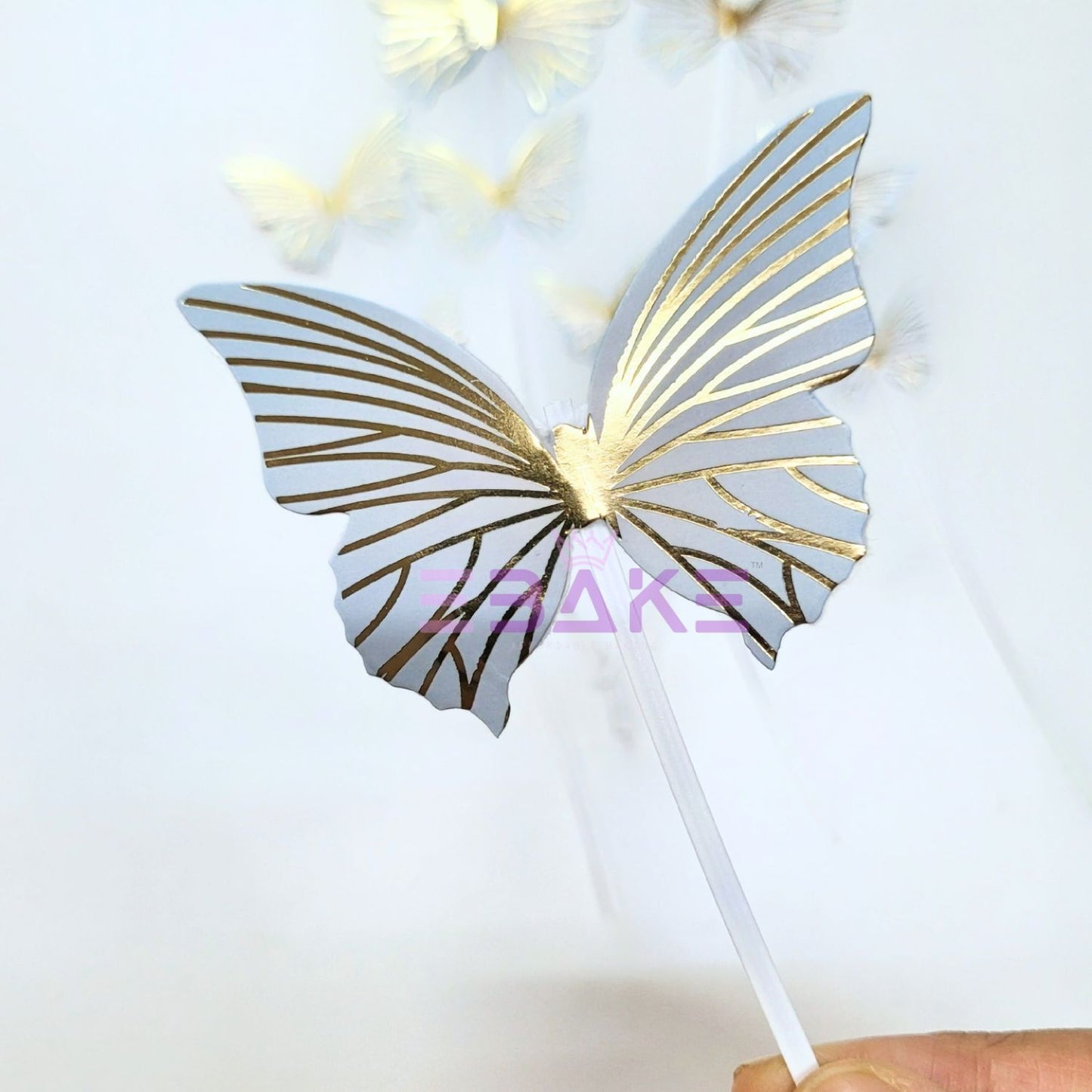 Blue Paper Butterflies With Twistable Stick - Foldable