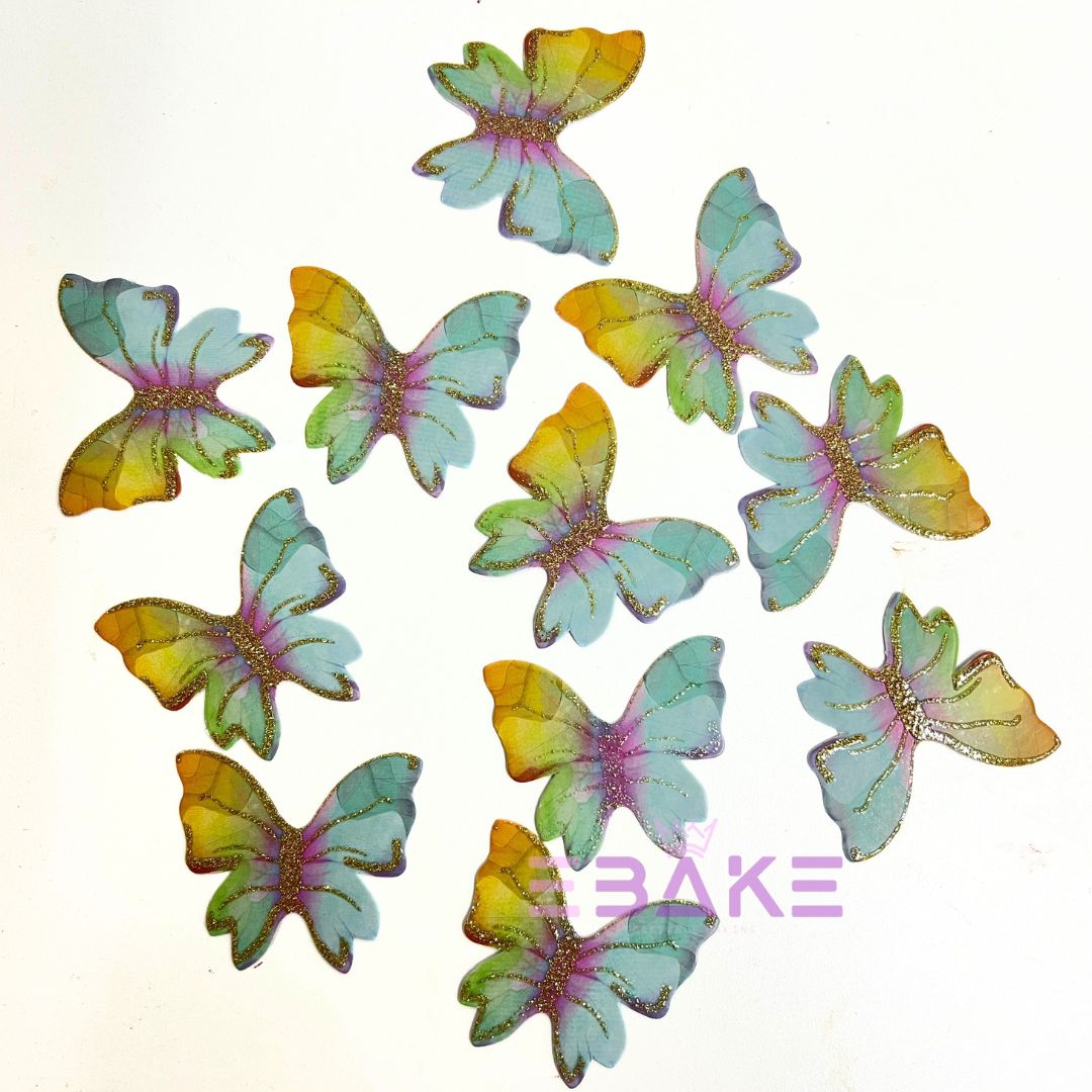 Paper Butterflies With Gold Glitter Foldable (Set of 10 Pieces)